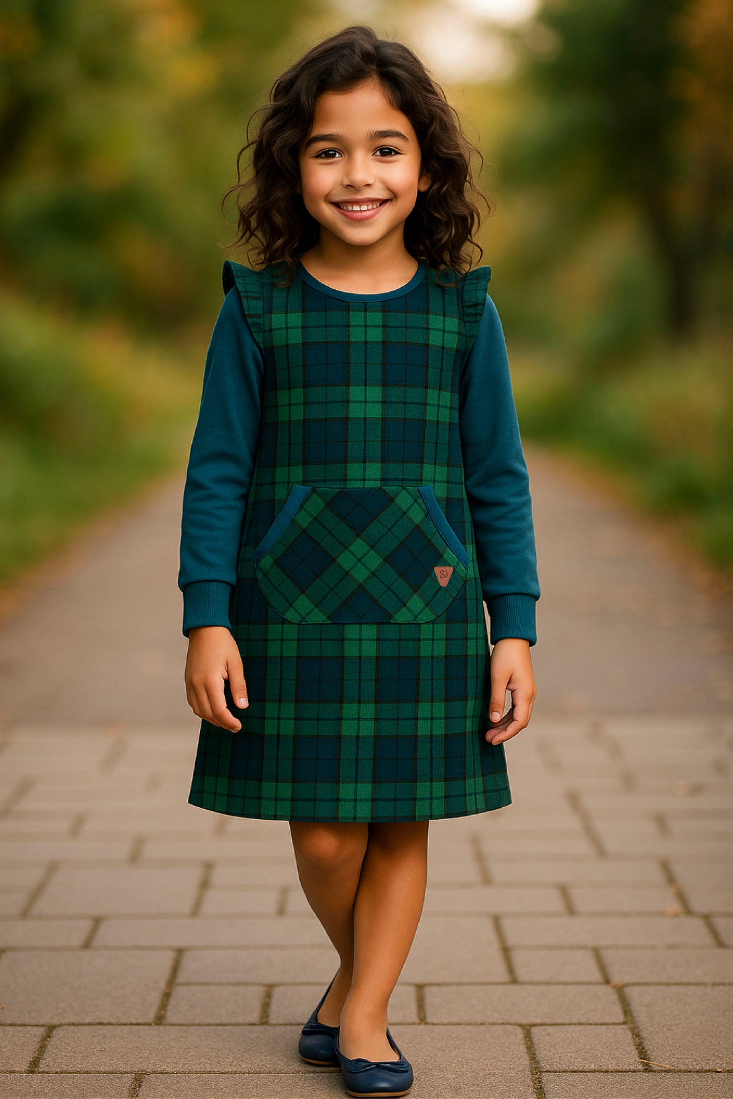 Adaptive Kids Stretch Dress: Back Zipper, Cargo Pocket, Easy-Undressing Sleeves
