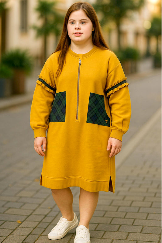 Adaptive Kids Fashion Dress: Front Long Zipper, Sleeve Easy Undressing