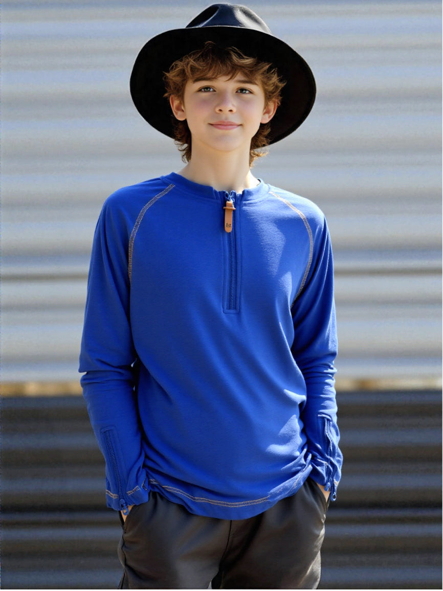 Adaptive Kids Soft Cotton Top, with Front Zipper & Easy-Undressing Sleeves