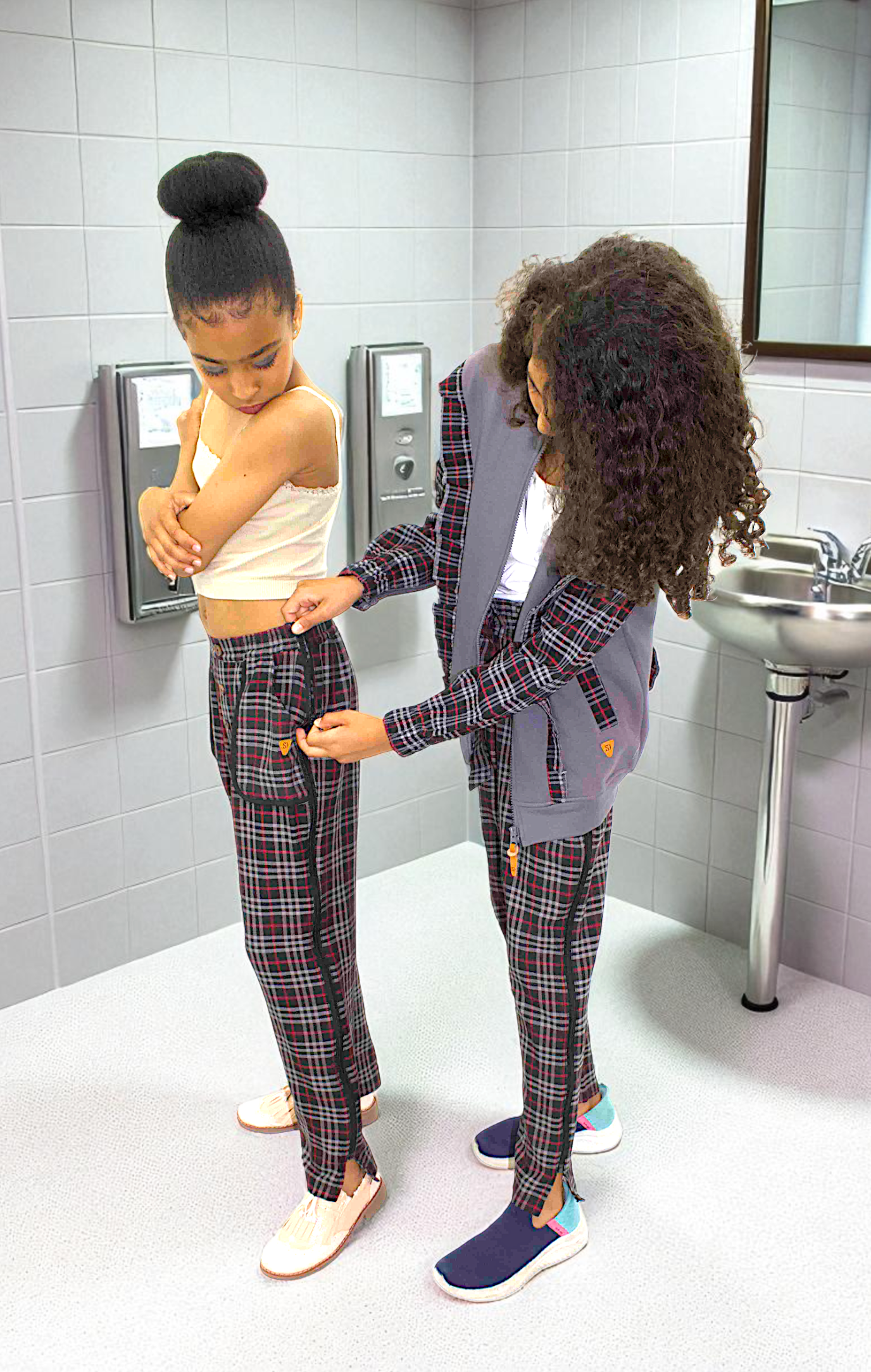 Adaptive Kids Stretch Pants: Elastic Waistband, Full Side Zipper for Easy Undressing