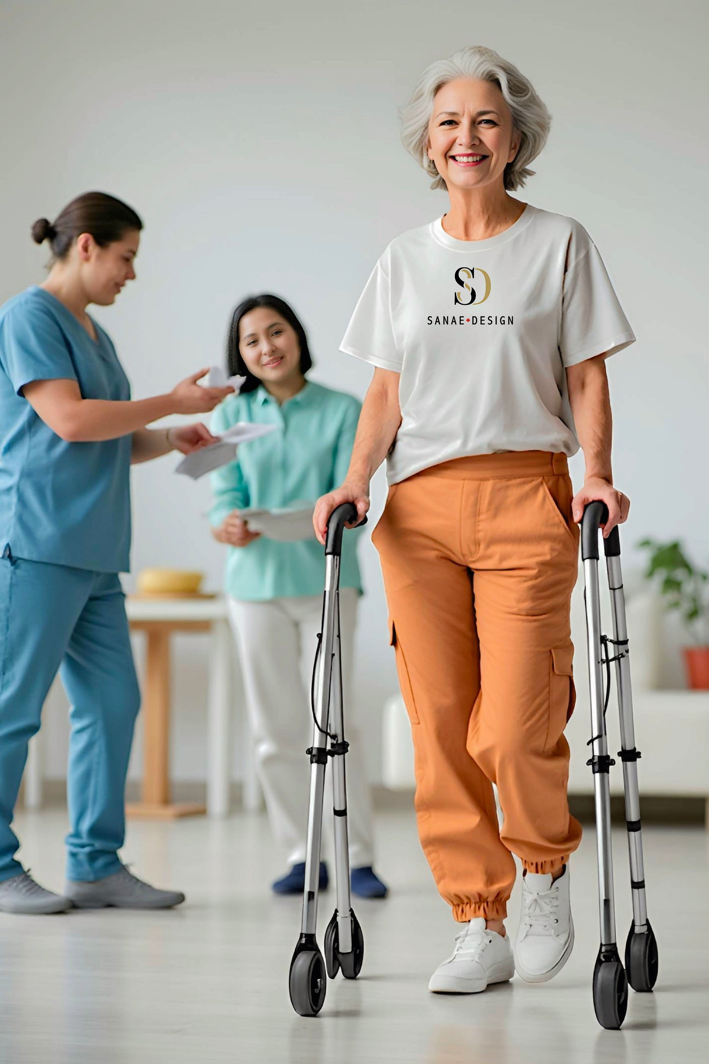 Women's Adaptive Clothing: Stretch Classic Cargo Pocket Pant, Elastic Waistband, Zipper Each Side for Easy Dressing