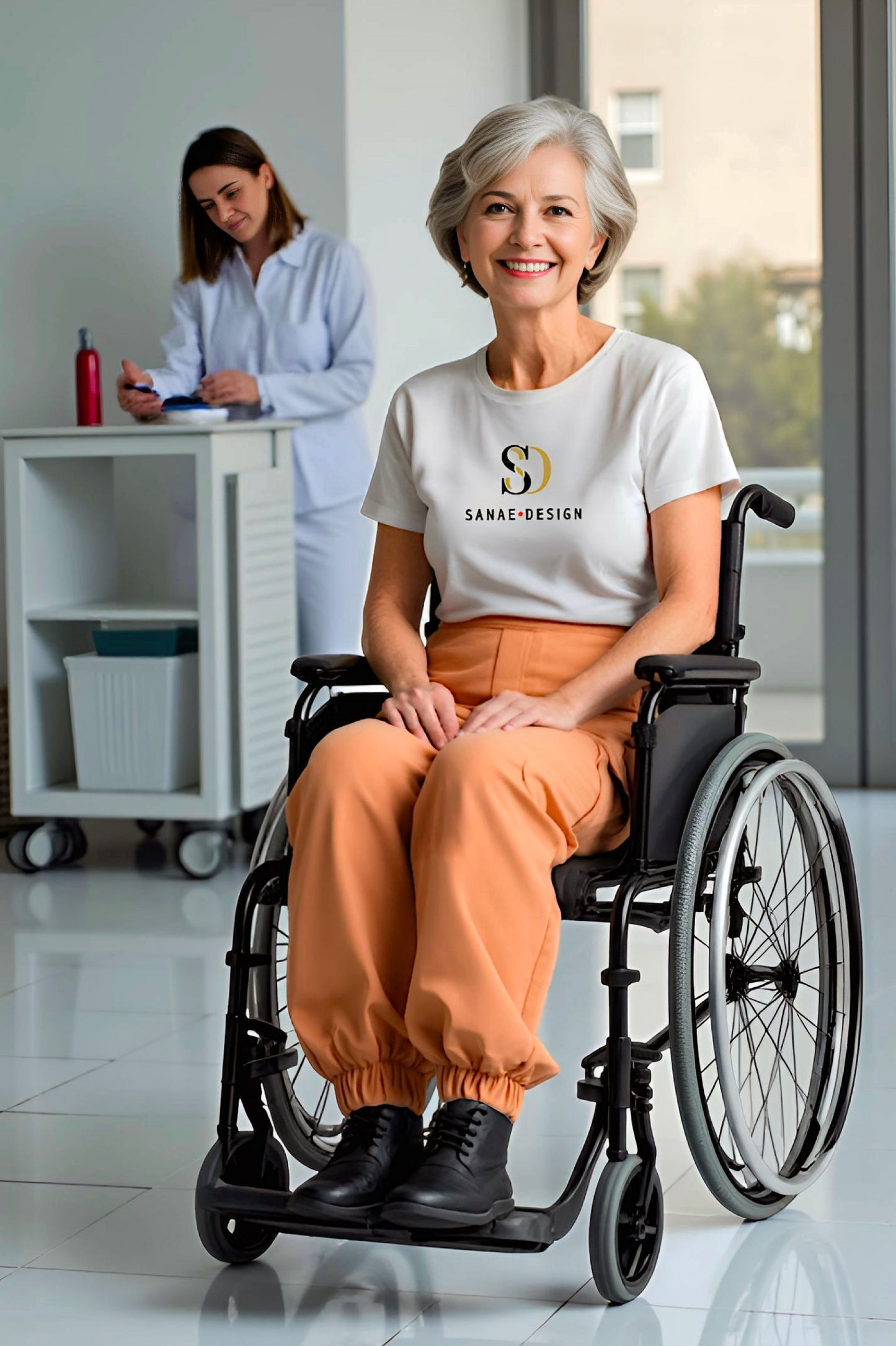 Women's Adaptive Clothing: Stretch Classic Cargo Pocket Pant, Elastic Waistband, Zipper Each Side for Easy Dressing