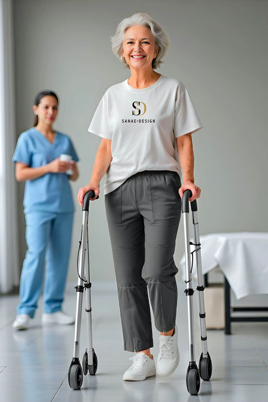 Women's Adaptive Clothing: Stretch Trousers Pant, Full Elastic Waistband, Side Zippers for Easy Undressing