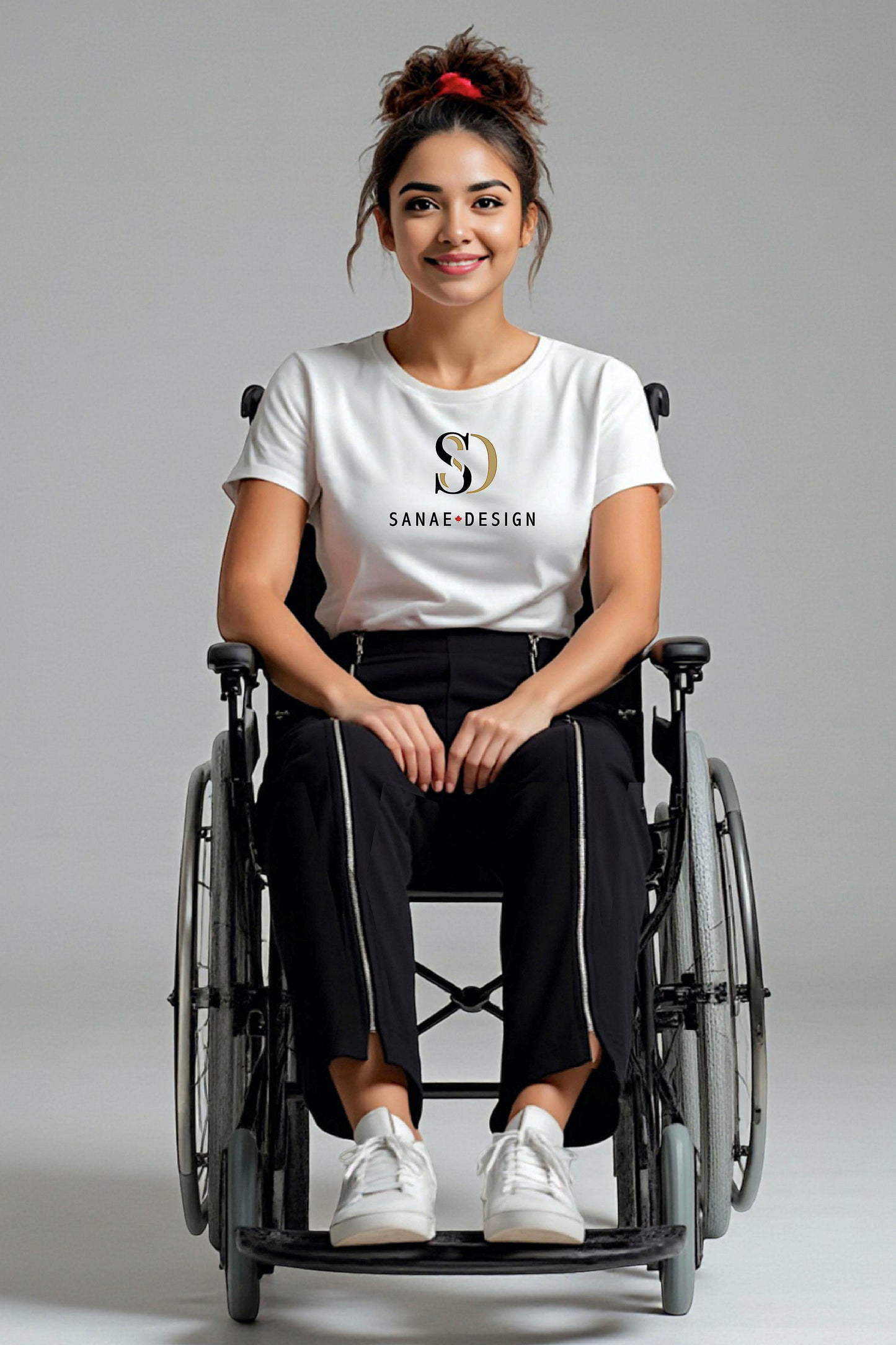 Women's Adaptive Clothing: Stretch Trousers Pant, Waist Elastic, and a Front Full Leg Zip for Easy Undressing