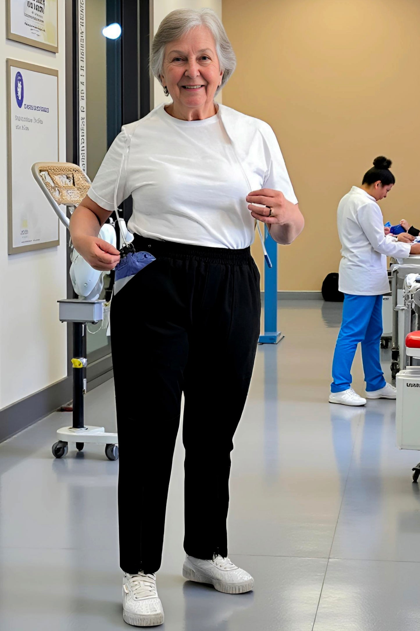 Women's Adaptive Clothing: Stretch Trousers Pant, Full Elastic Waistband, Side Zippers for Easy Undressing