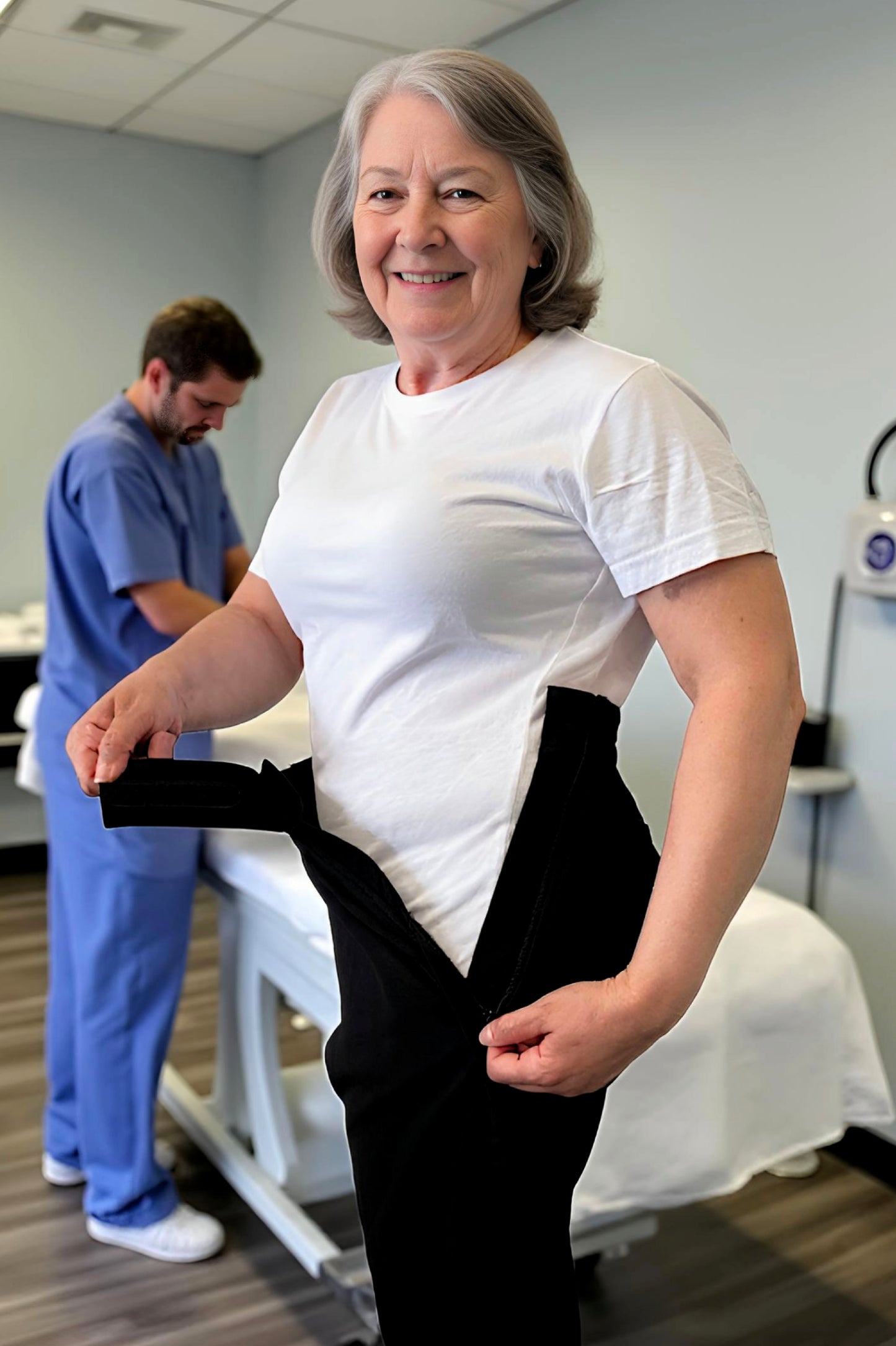 Women's Adaptive Clothing: Stretch Trousers Pant, Full Elastic Waistband, Side Zippers for Easy Undressing