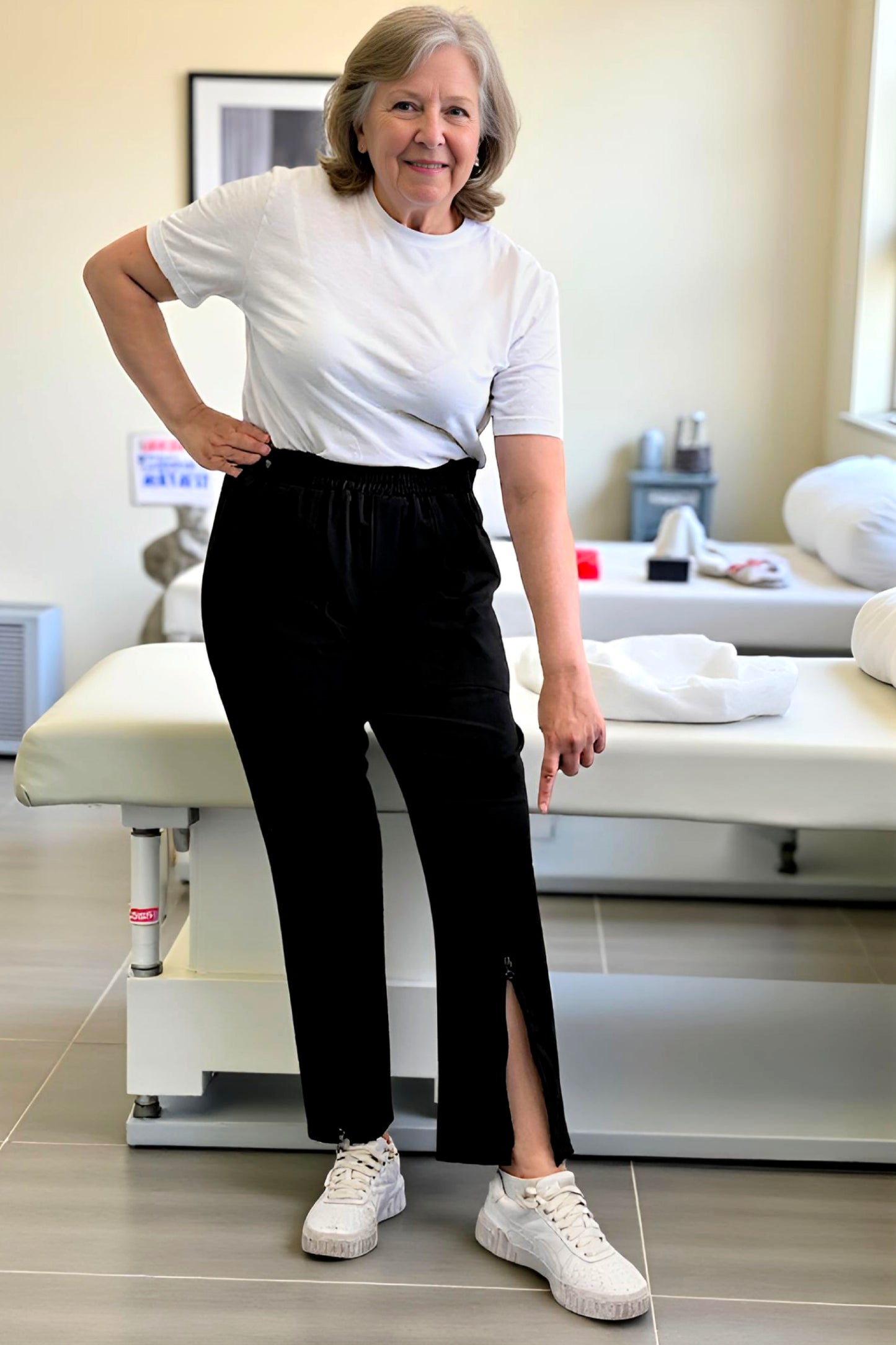 Women's Adaptive Clothing: Stretch Trousers Pant, Full Elastic Waistband, Side Zippers for Easy Undressing