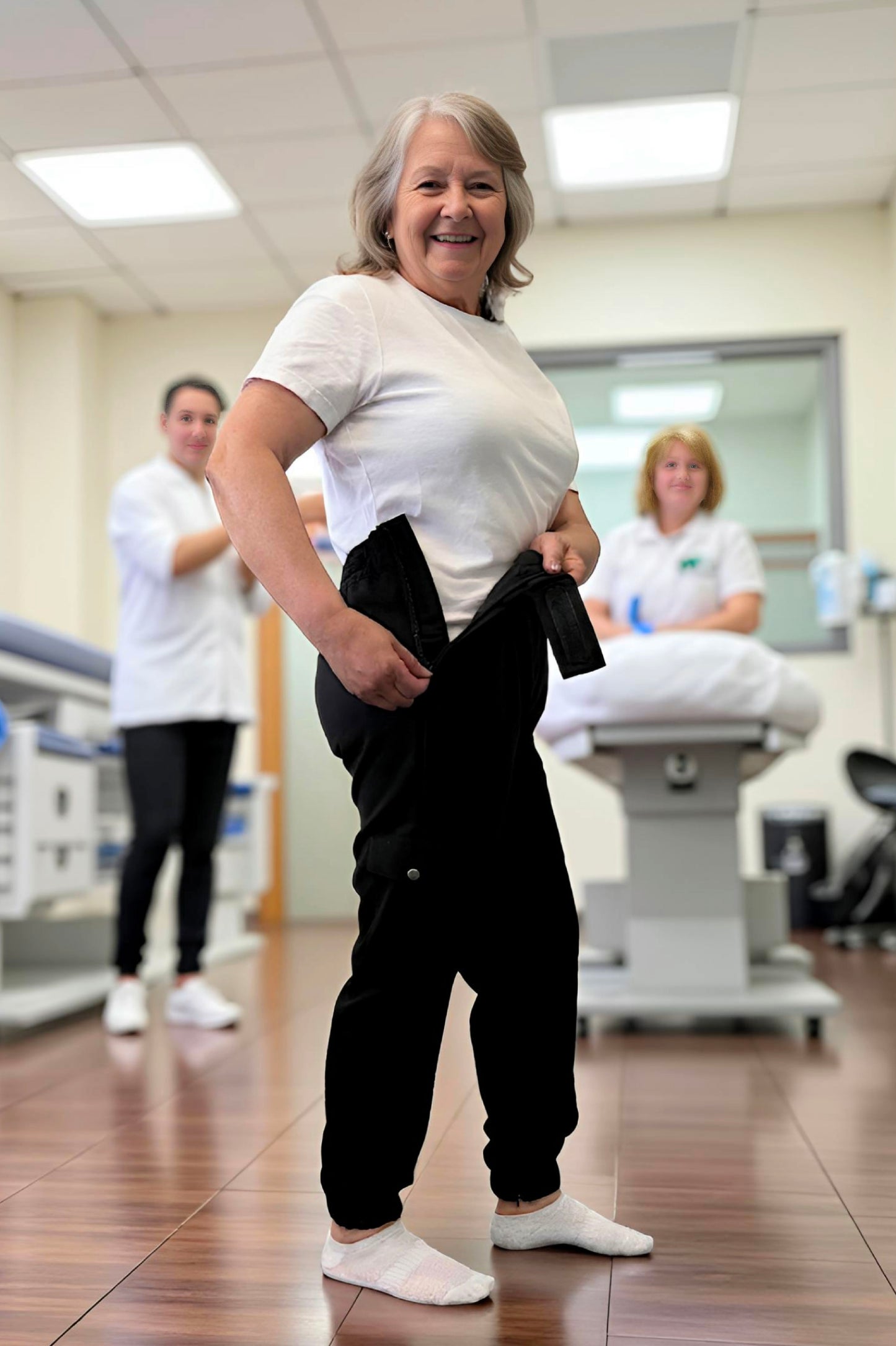 Women's Adaptive Clothing: Stretch Classic Cargo Pocket Pant, Elastic Waistband, Zipper Each Side for Easy Dressing