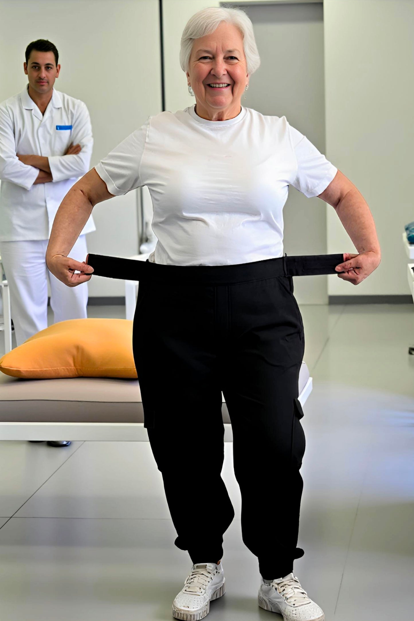 Women's Adaptive Clothing: Stretch Classic Cargo Pocket Pant, Elastic Waistband, Zipper Each Side for Easy Dressing
