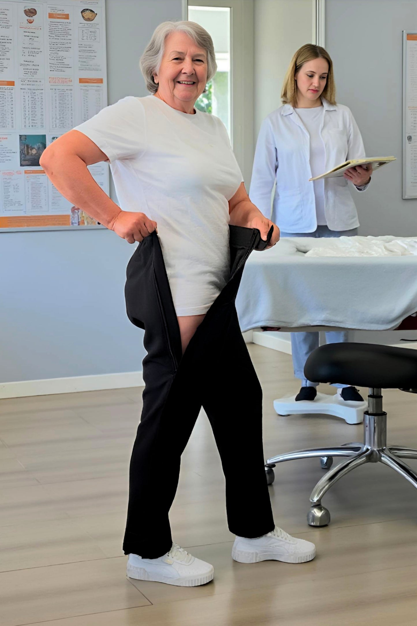 Women's Adaptive Clothing: Stretch Trousers Pant, Elastic Waistband, Side Zipper for Easy Dressing