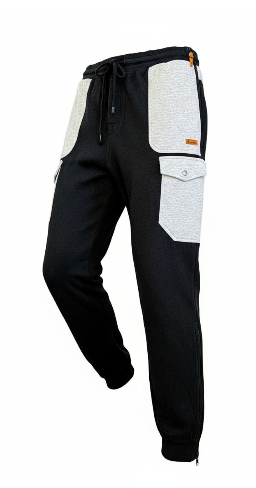 Men's Adaptive Clothing Softest Fleece Sweatpants, Full Waistband Ribbed and Elastic, the Side Seam Zippers at Both Top and Bottom