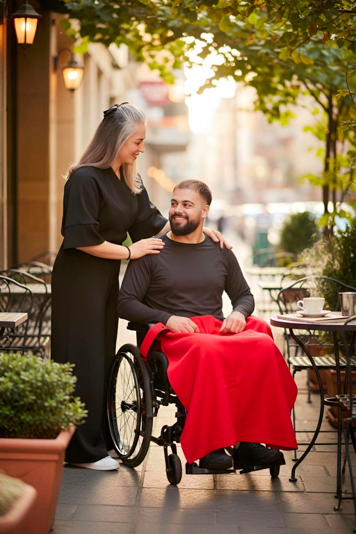 Wheelchair Blanket Cover for Men & Women - Cozy Lap Robe with Reversible Design and Double Pockets