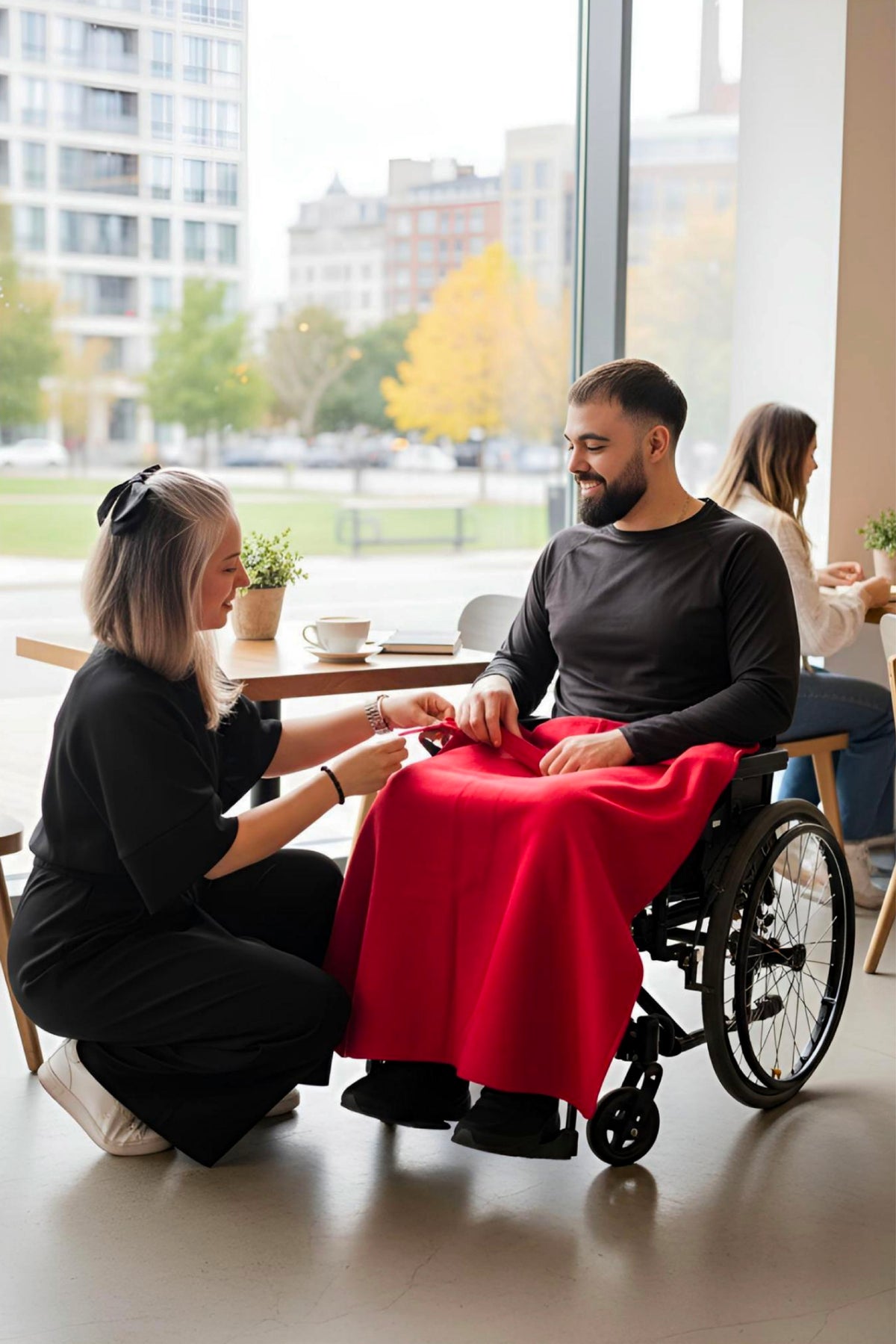 Wheelchair Blanket Cover for Men & Women - Cozy Lap Robe with Reversible Design and Double Pockets