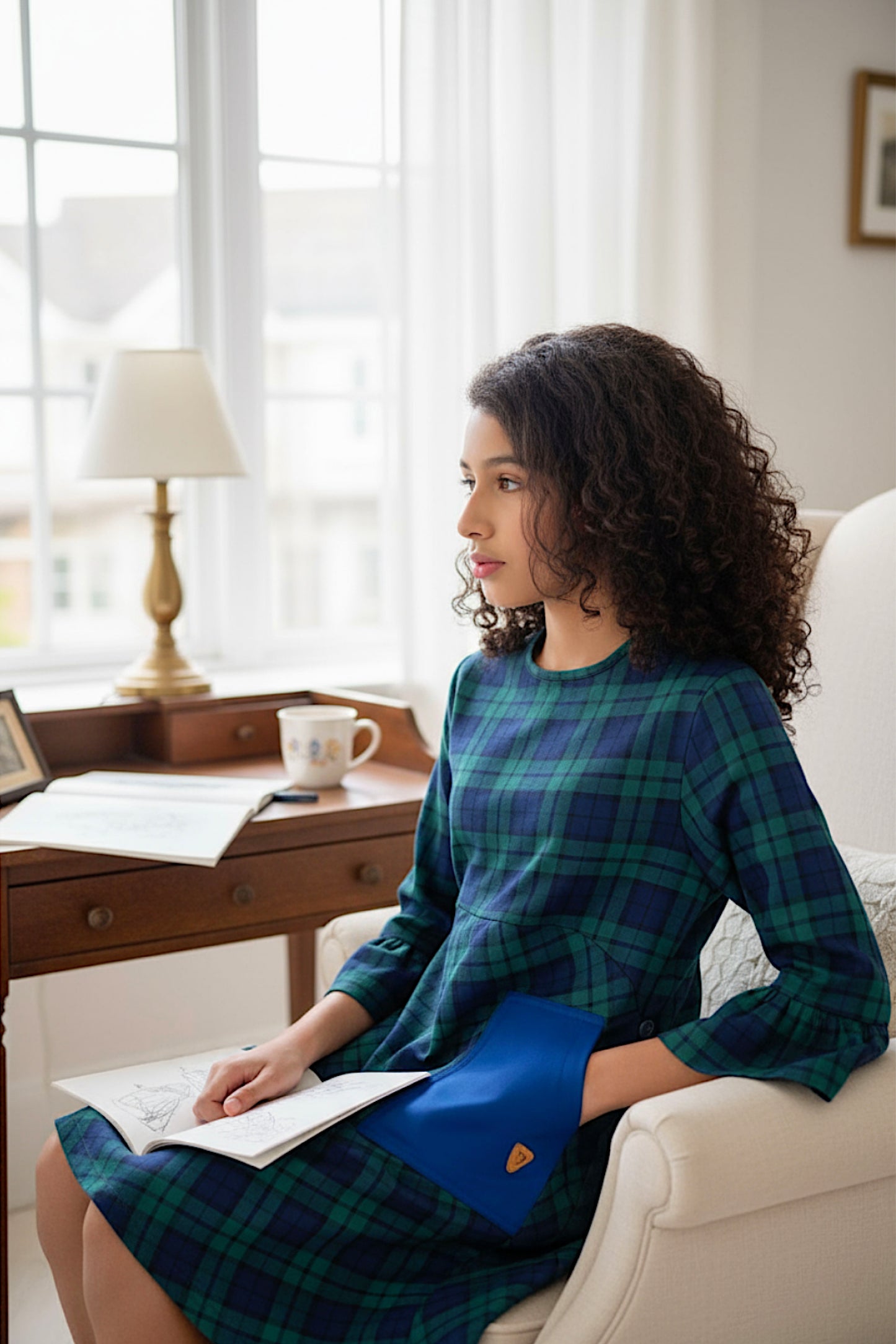 Kids Adaptive Stretch Woven Dress, Back Zipper & Sleeve Easy Undressing