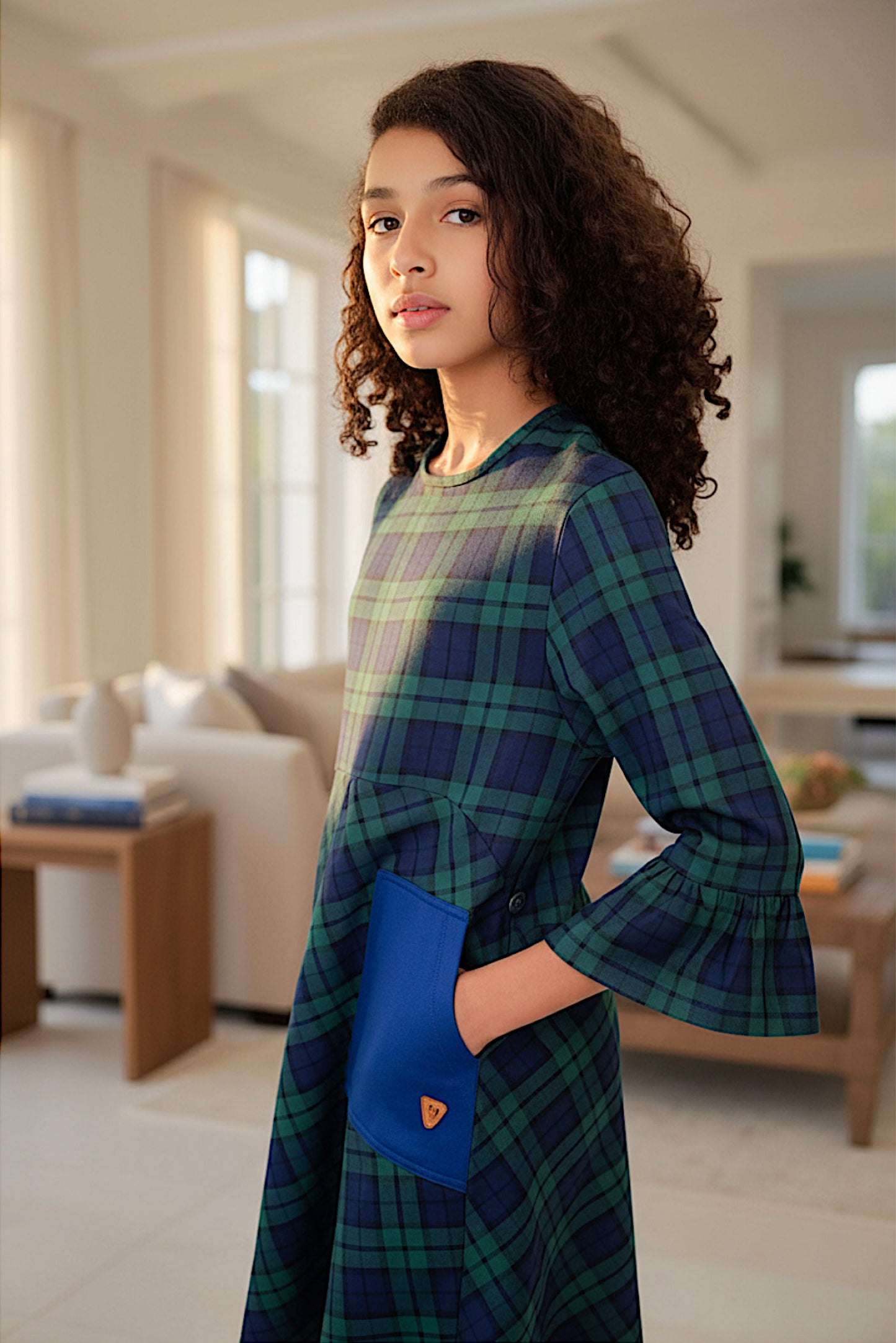 Kids Adaptive Stretch Woven Dress, Back Zipper & Sleeve Easy Undressing