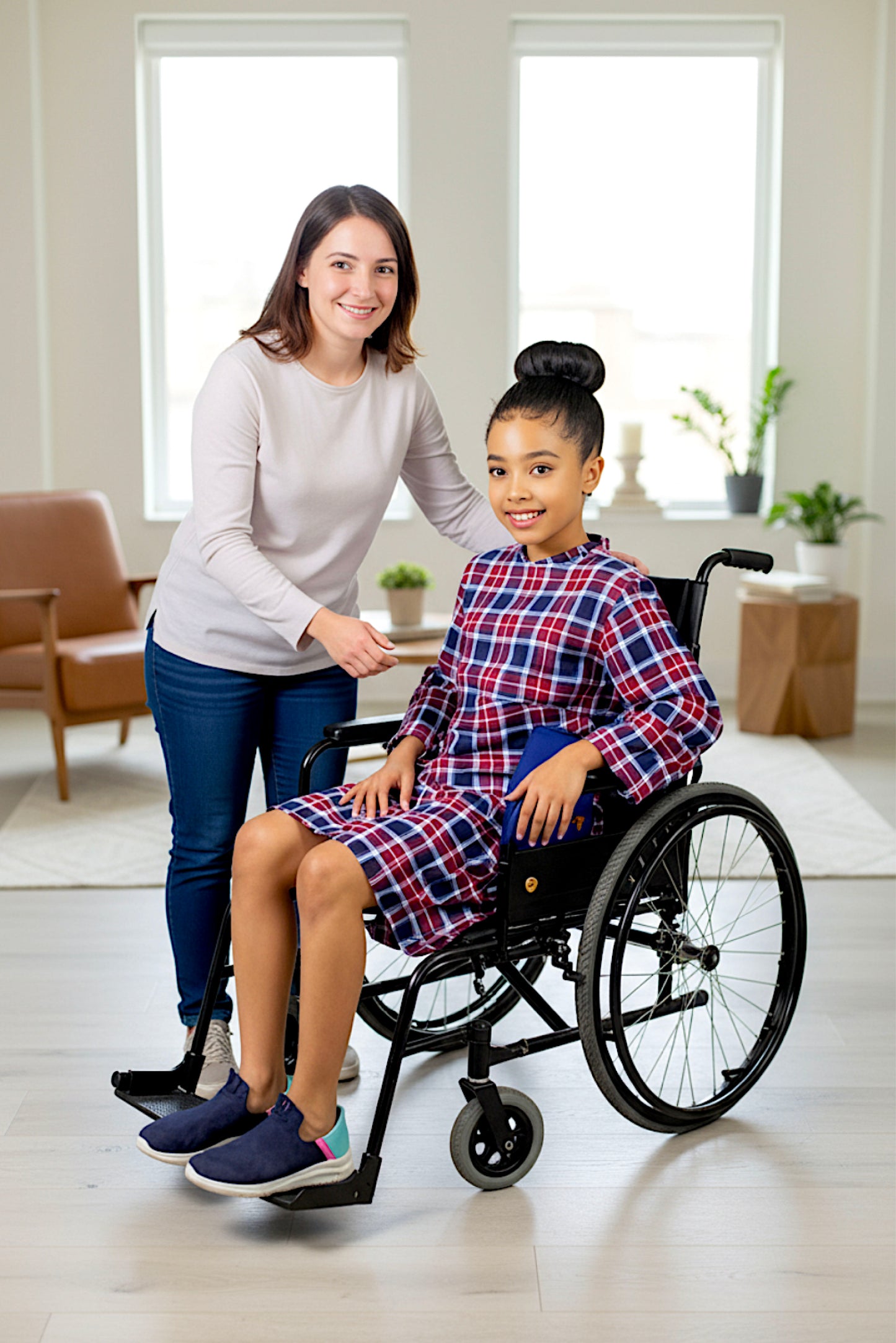 Kids Adaptive Stretch Woven Dress, Back Zipper & Sleeve Easy Undressing