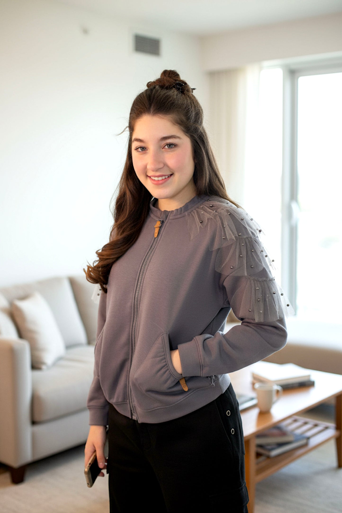 Adaptive Kids Dolman Sleeve Sweatshirt, with Magnetic Zipper & Sleeve Easy Undressing