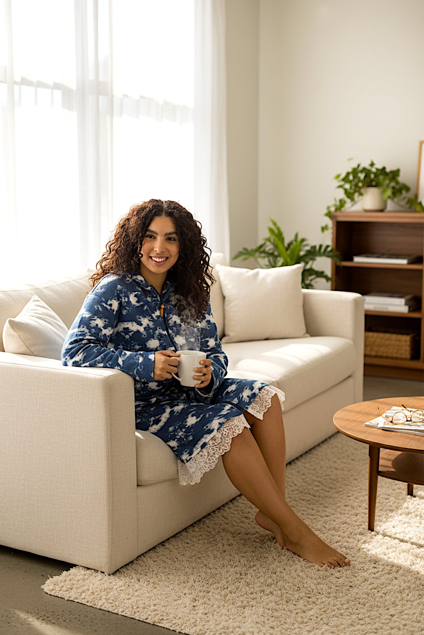 Adaptive Kids Tie-Dye Hoodie Sweatshirt Dress, Front Full Zipper and Easy-Undressing Sleeves