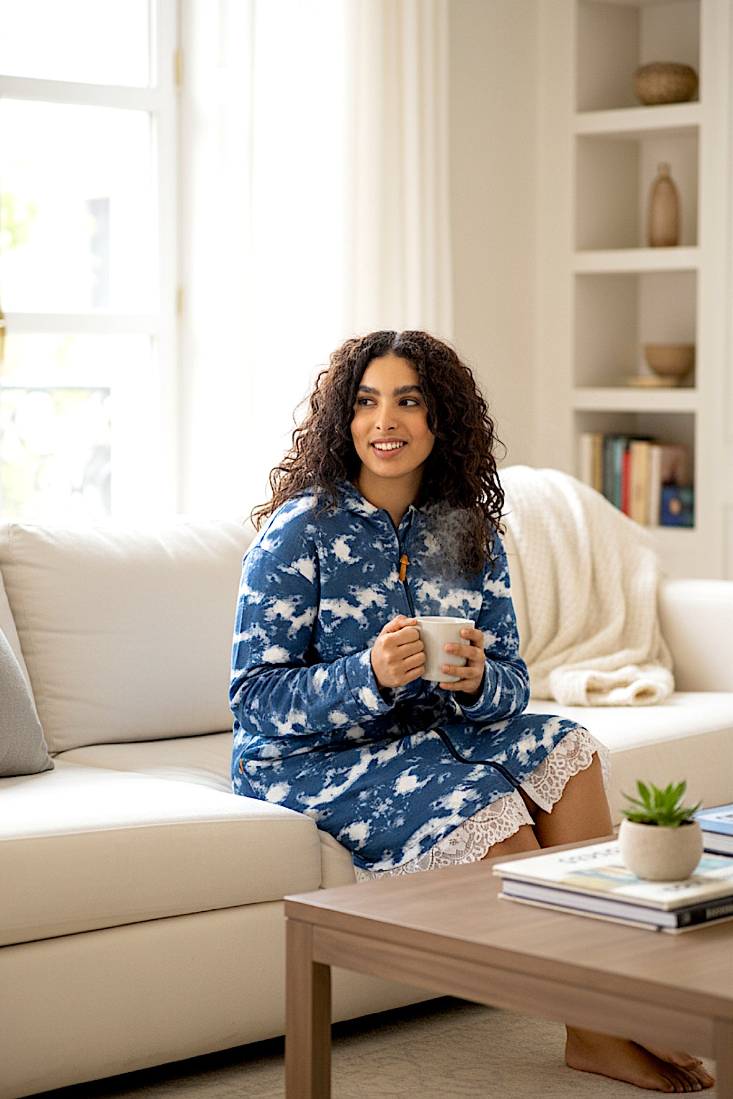 Adaptive Kids Tie-Dye Hoodie Sweatshirt Dress, Front Full Zipper and Easy-Undressing Sleeves