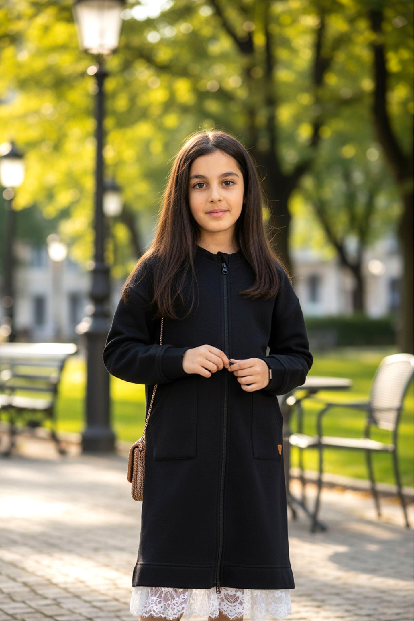 Adaptive Kids Sweatshirt Dress with Full Front Zipper and Easy-Undressing Sleeves