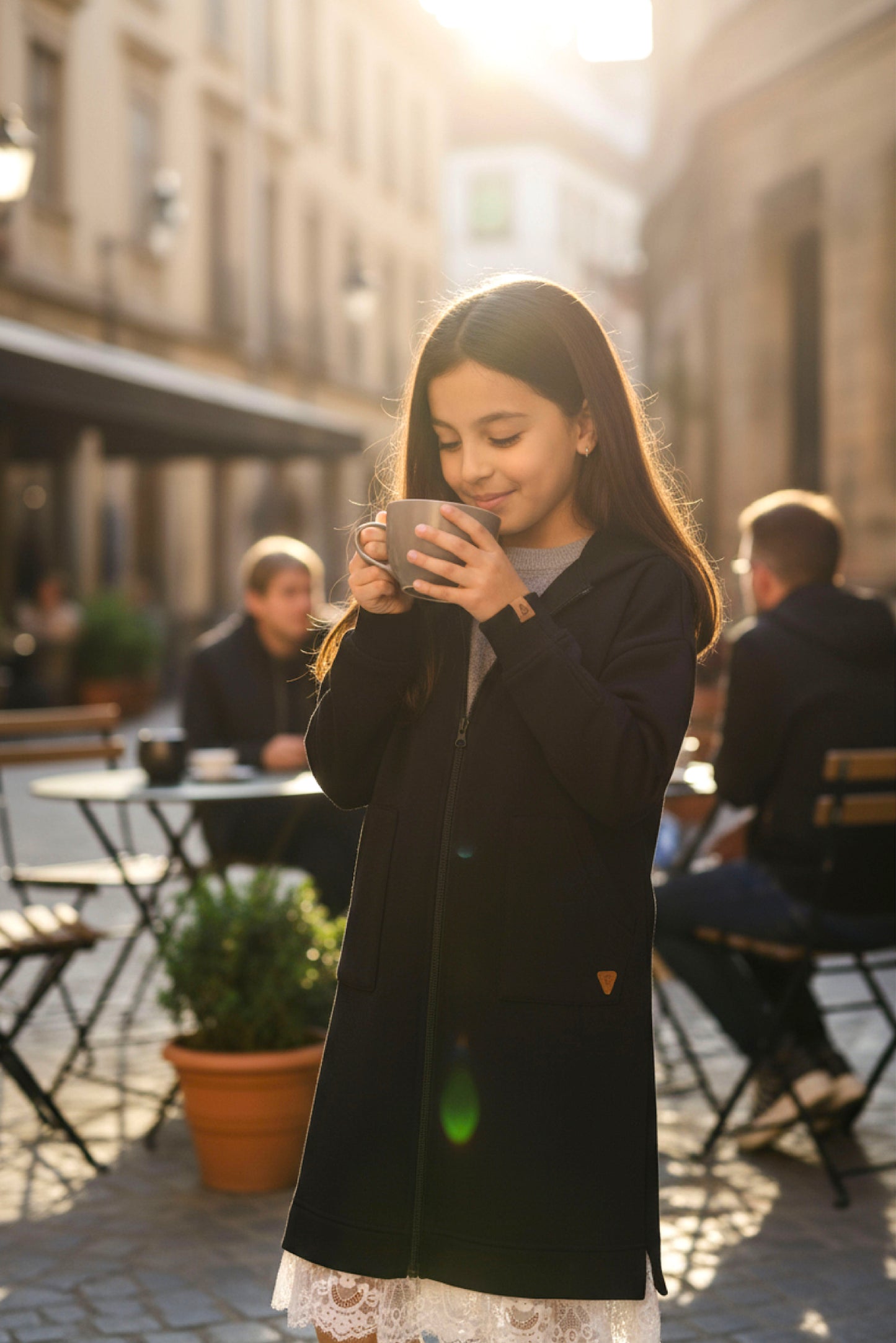 Adaptive Kids Sweatshirt Dress with Full Front Zipper and Easy-Undressing Sleeves