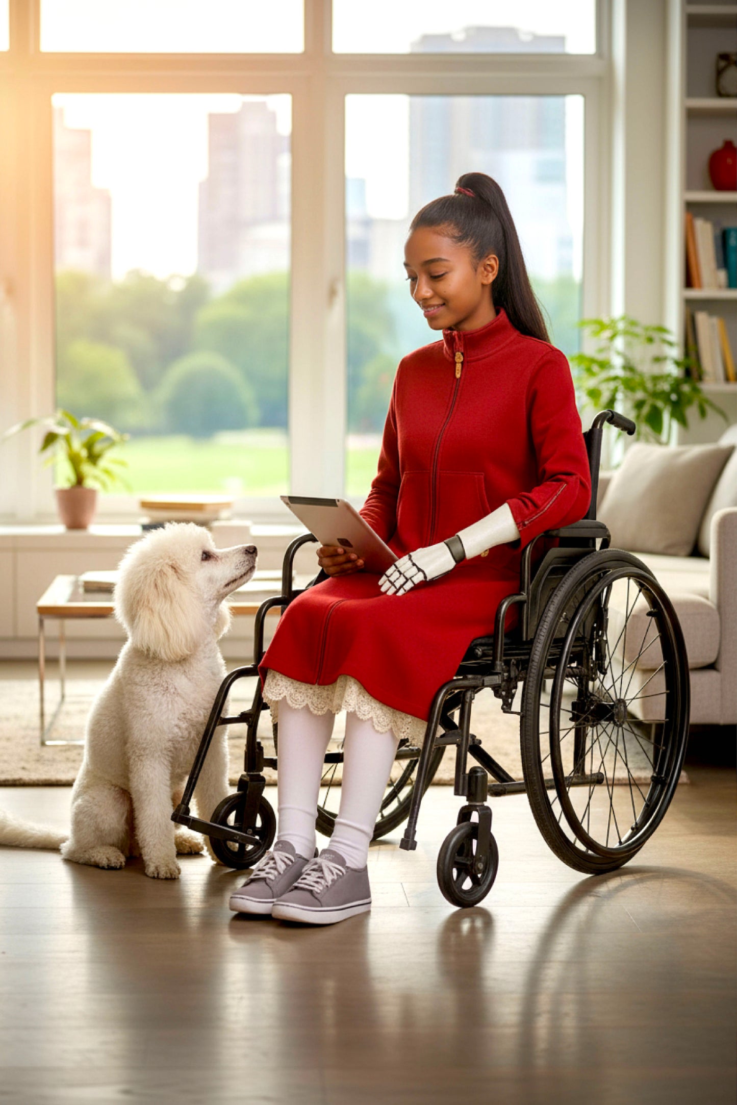 Adaptive Kids Sweatshirt Dress with Full Front Zipper and Easy-Undressing Sleeves