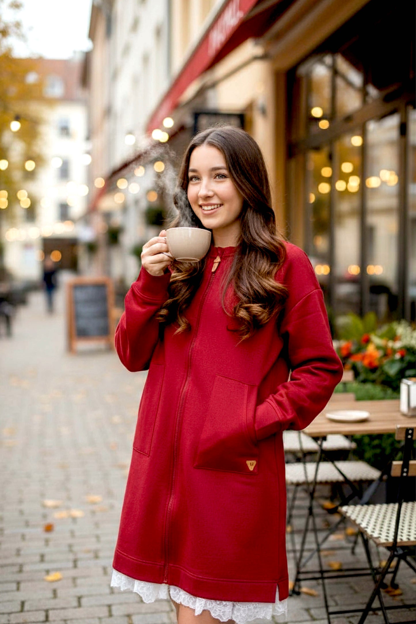 Adaptive Kids Sweatshirt Dress with Full Front Zipper and Easy-Undressing Sleeves