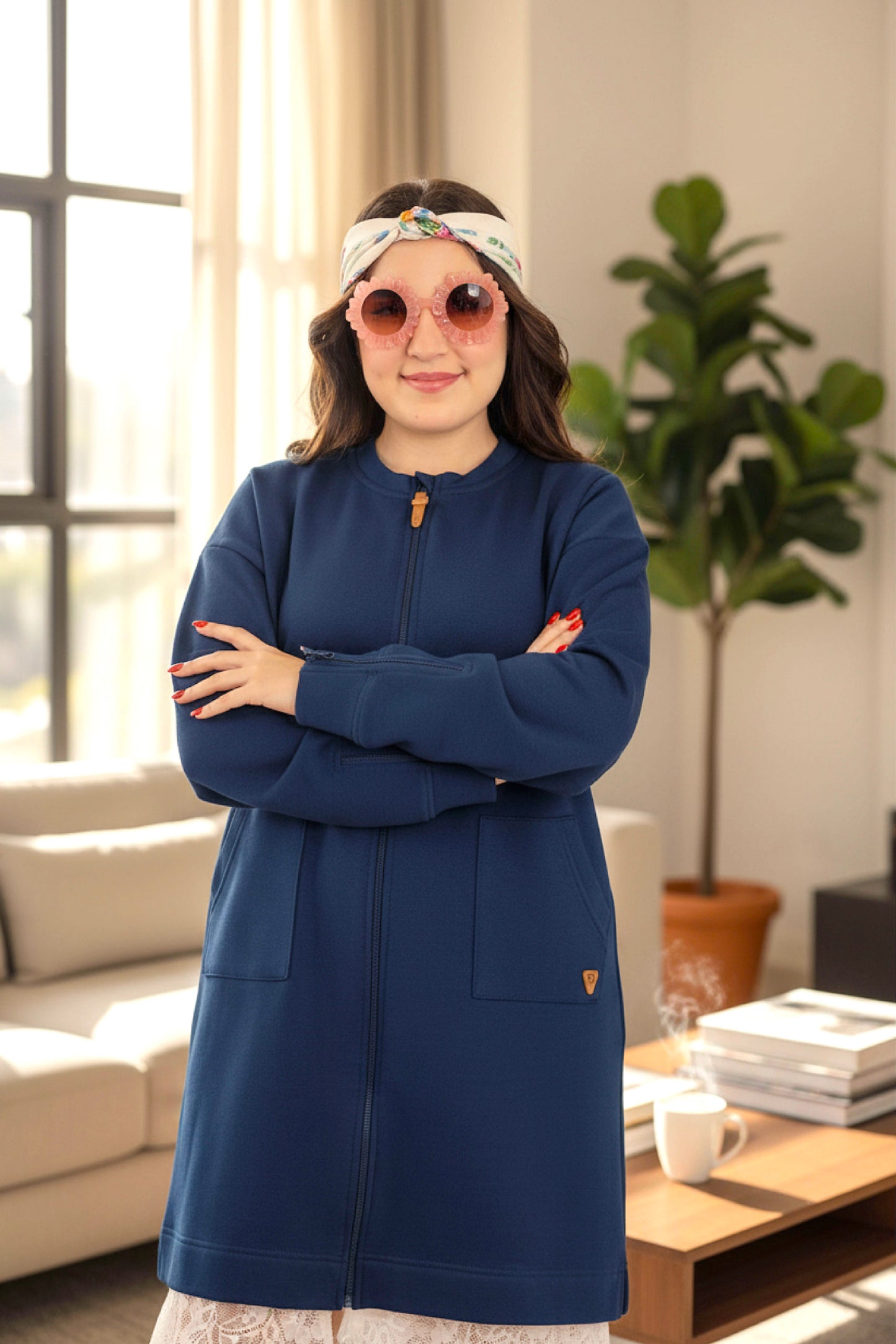 Adaptive Kids Sweatshirt Dress with Full Front Zipper and Easy-Undressing Sleeves