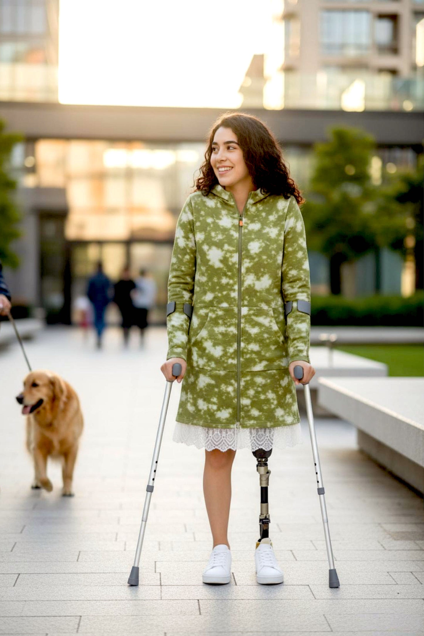 Adaptive Kids Tie-Dye Hoodie Sweatshirt Dress, Front Full Zipper and Easy-Undressing Sleeves