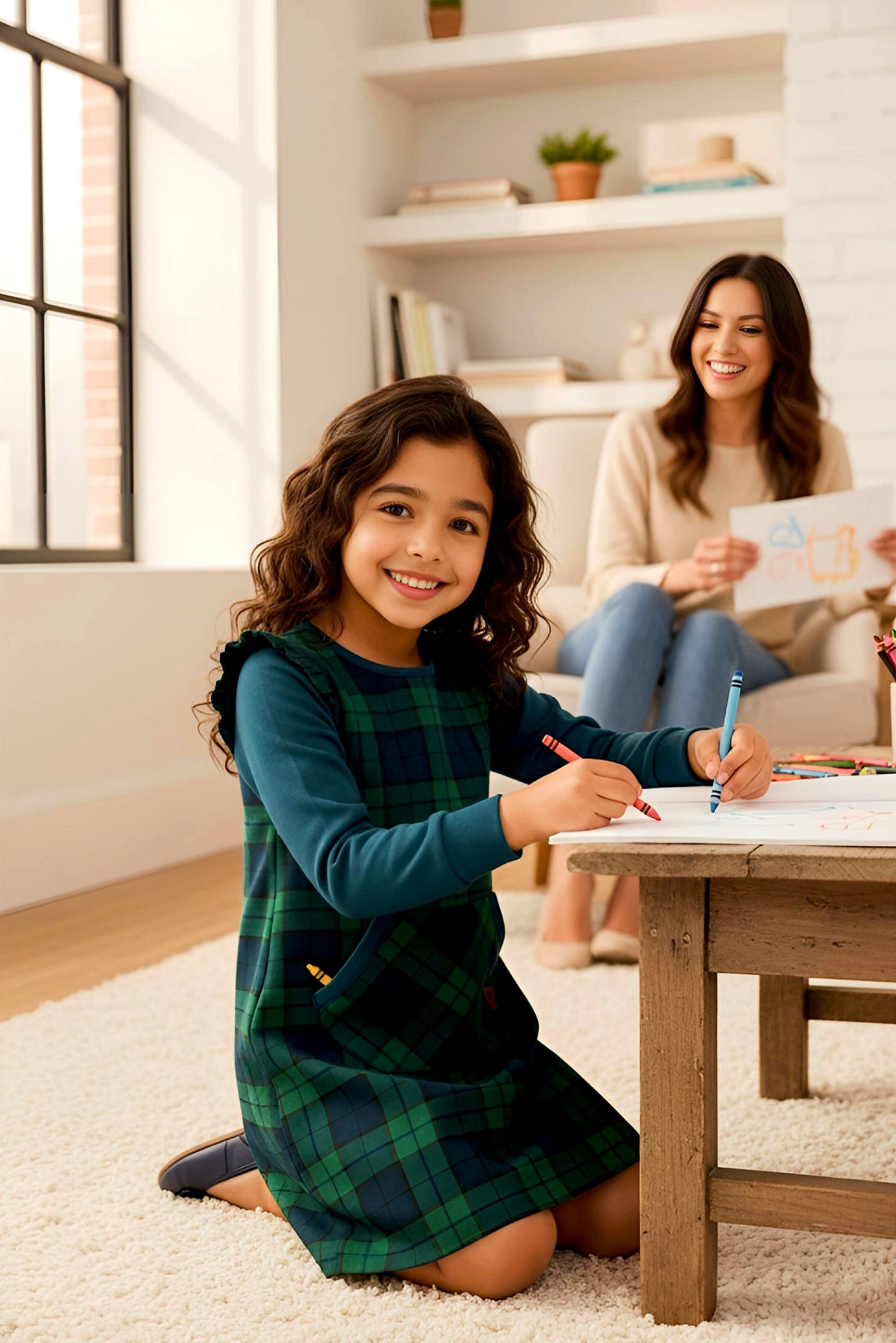 Adaptive Kids Stretch Dress: Back Zipper, Cargo Pocket, Easy-Undressing Sleeves