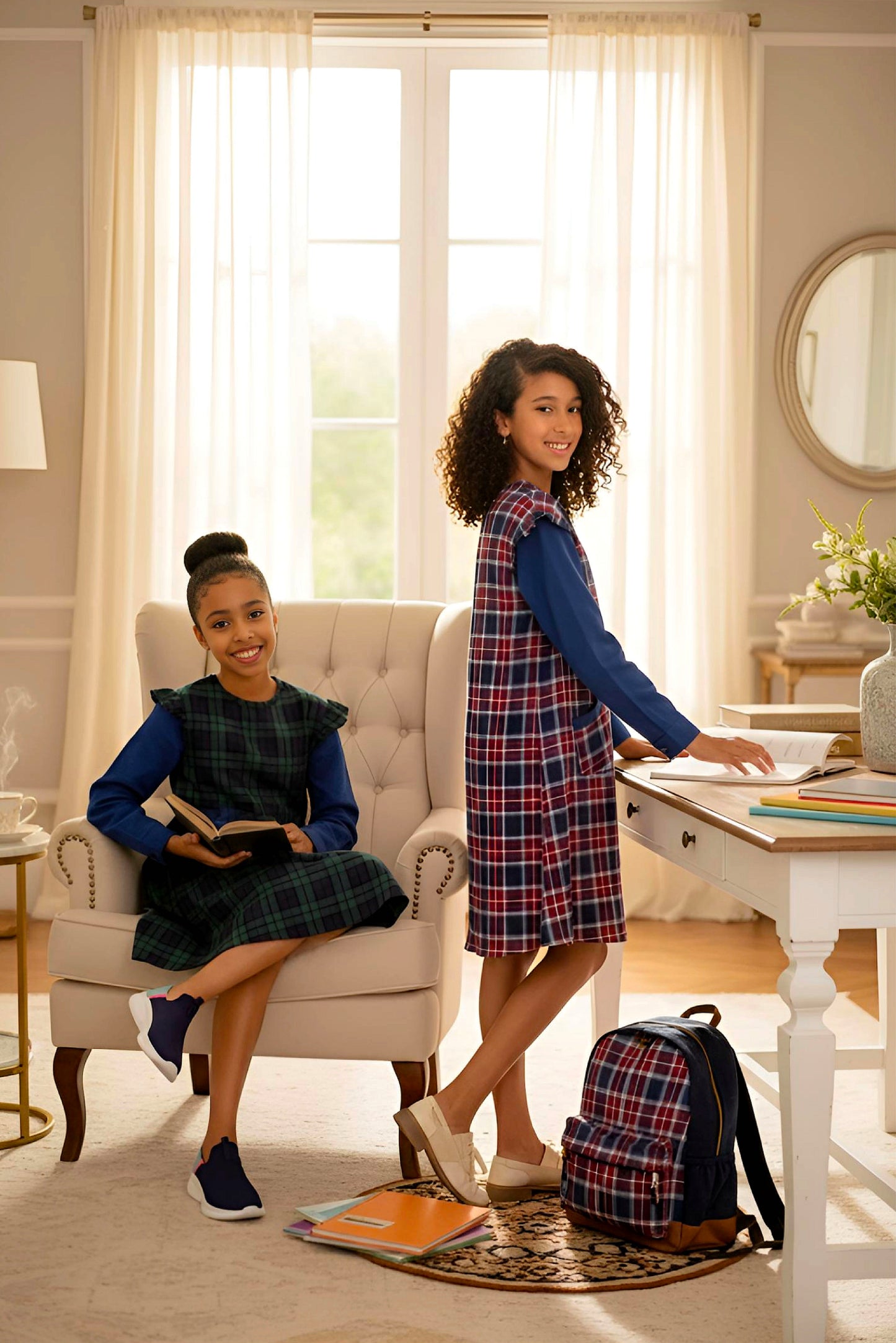 Adaptive Kids Stretch Dress: Back Zipper, Cargo Pocket, Easy-Undressing Sleeves