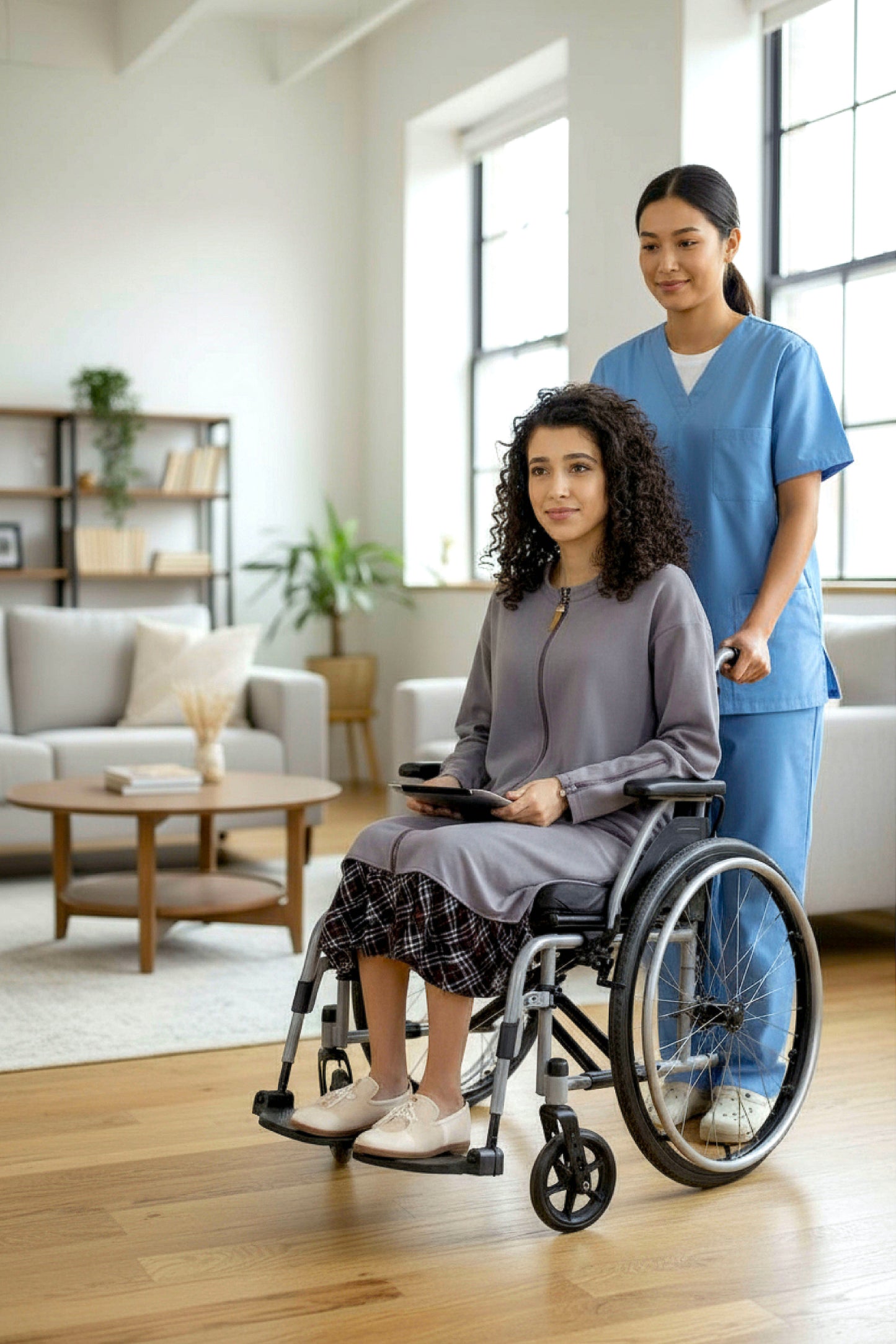 Adaptive Kids Dolman Sweatshirt Dress with full Zipper & Contrast Frills