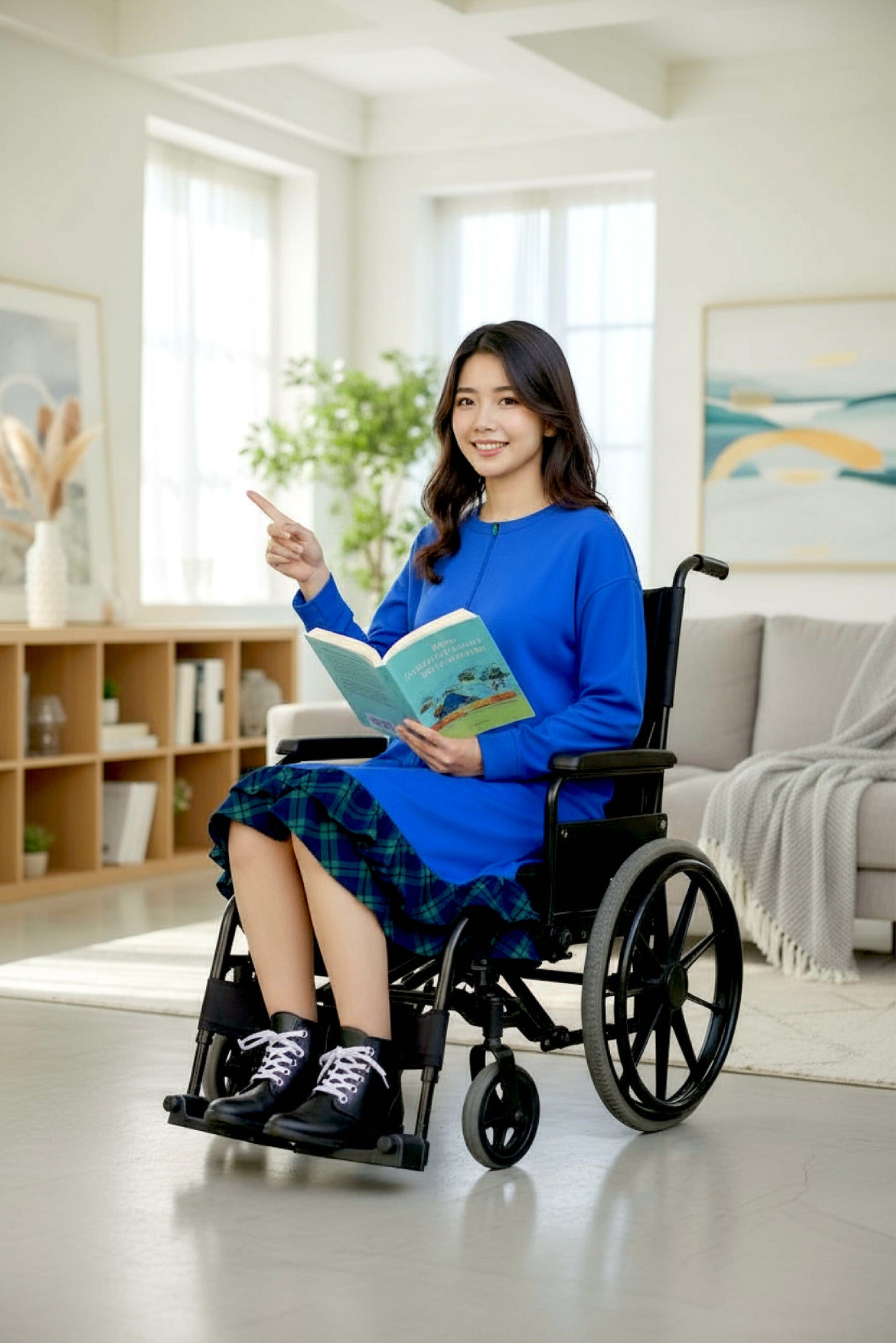 Adaptive Kids Dolman Sweatshirt Dress with full Zipper & Contrast Frills