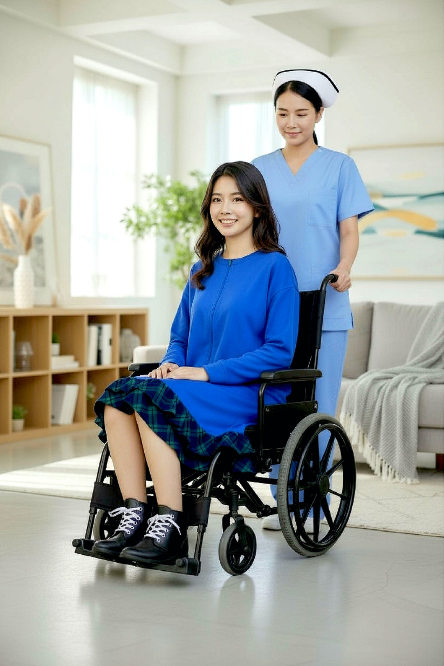 Adaptive Kids Dolman Sweatshirt Dress with full Zipper & Contrast Frills