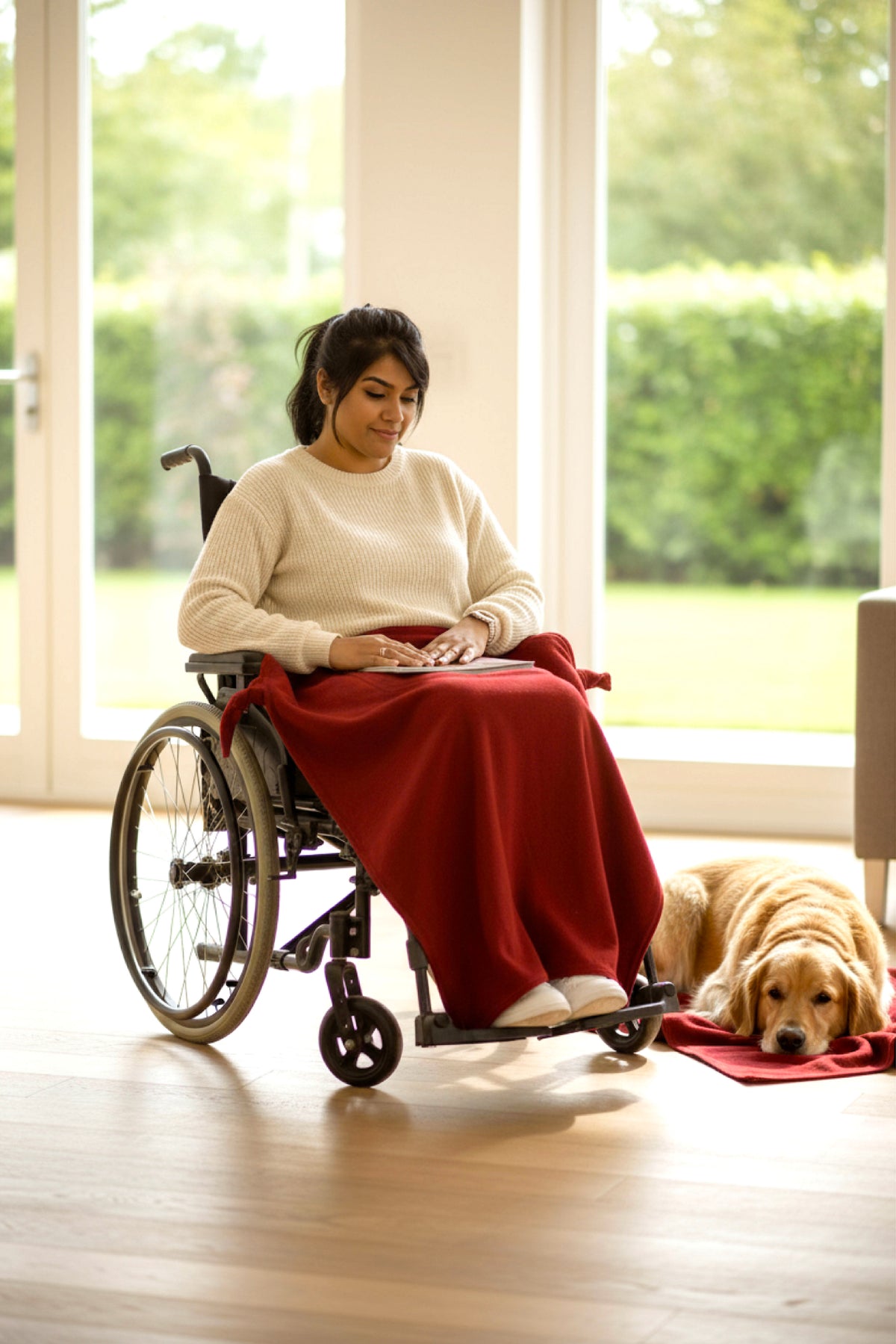 Wheelchair Blanket Cover for Men & Women - Cozy Lap Robe with Reversible Design and Double Pockets