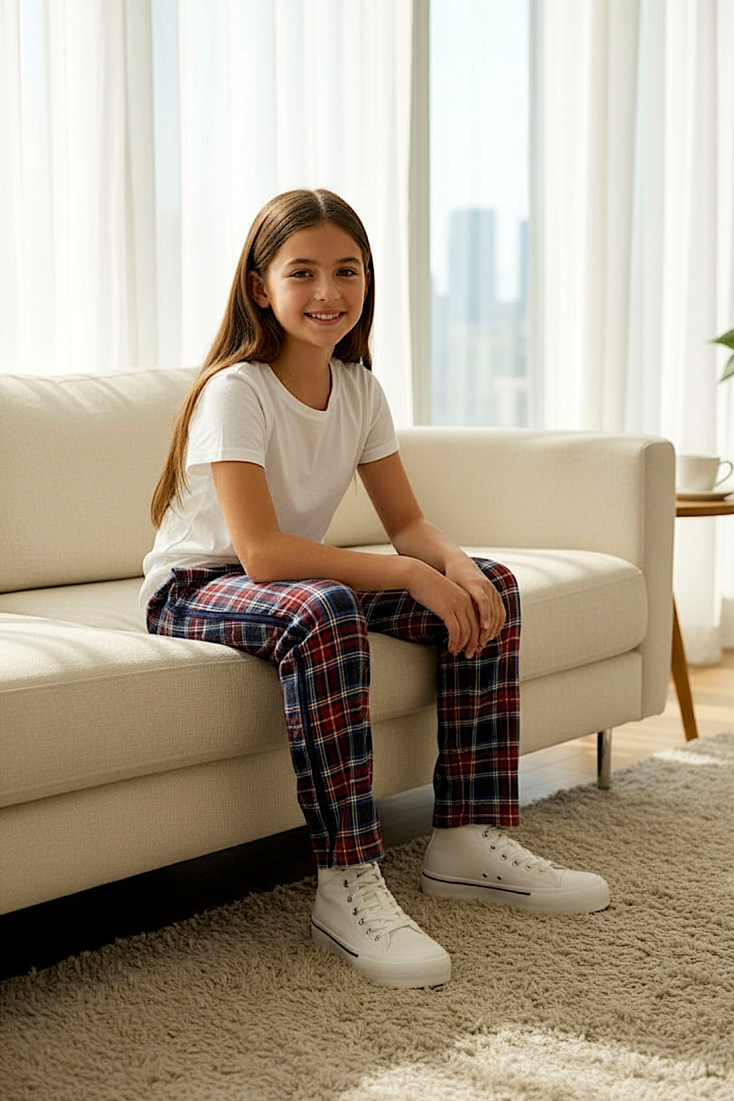 Adaptive Kids Stretch Pants: Elastic Waistband, Full Side Zipper for Easy Undressing