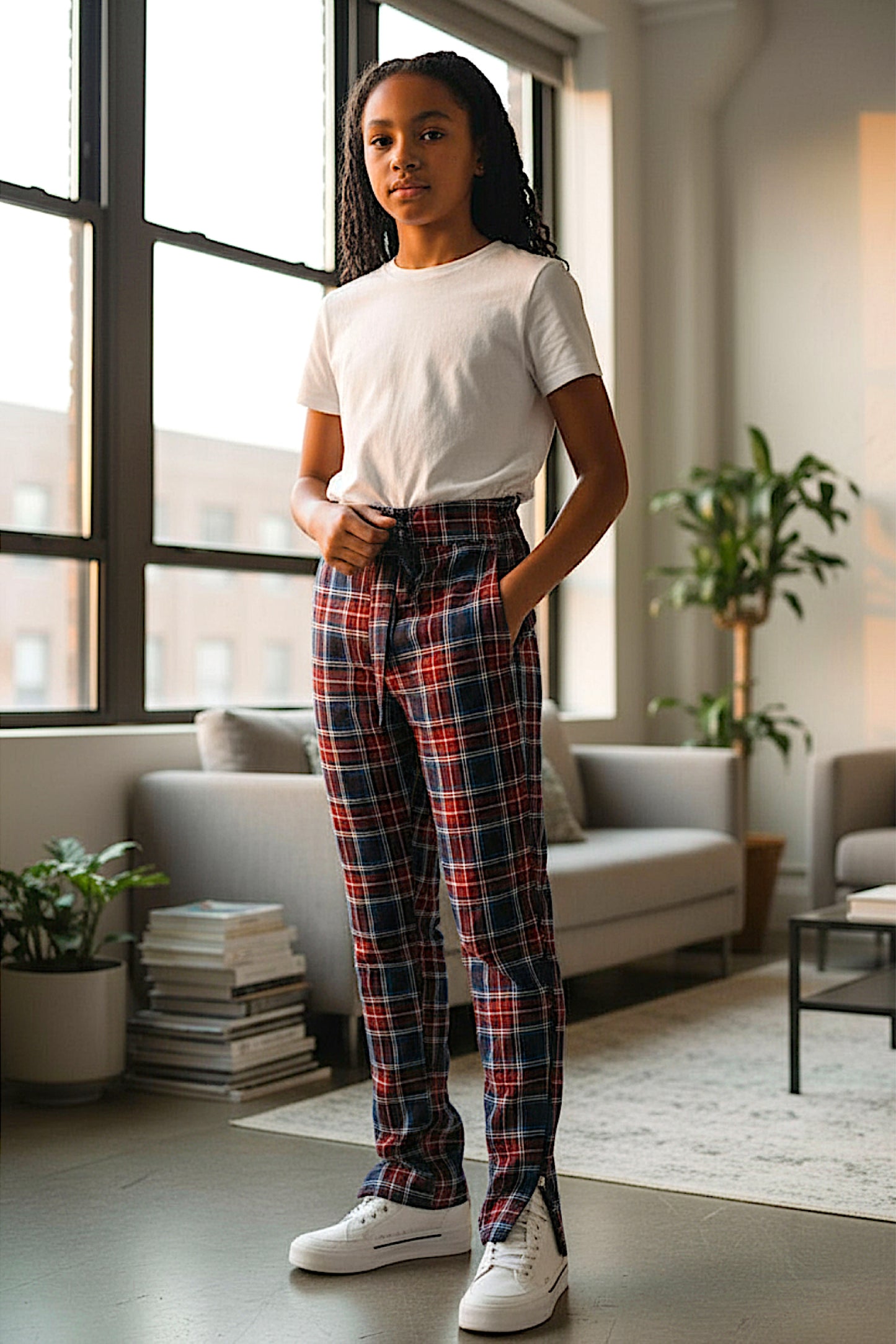 Adaptive Kids Stretch Pants: Elastic Waistband, Full Side Zipper for Easy Undressing