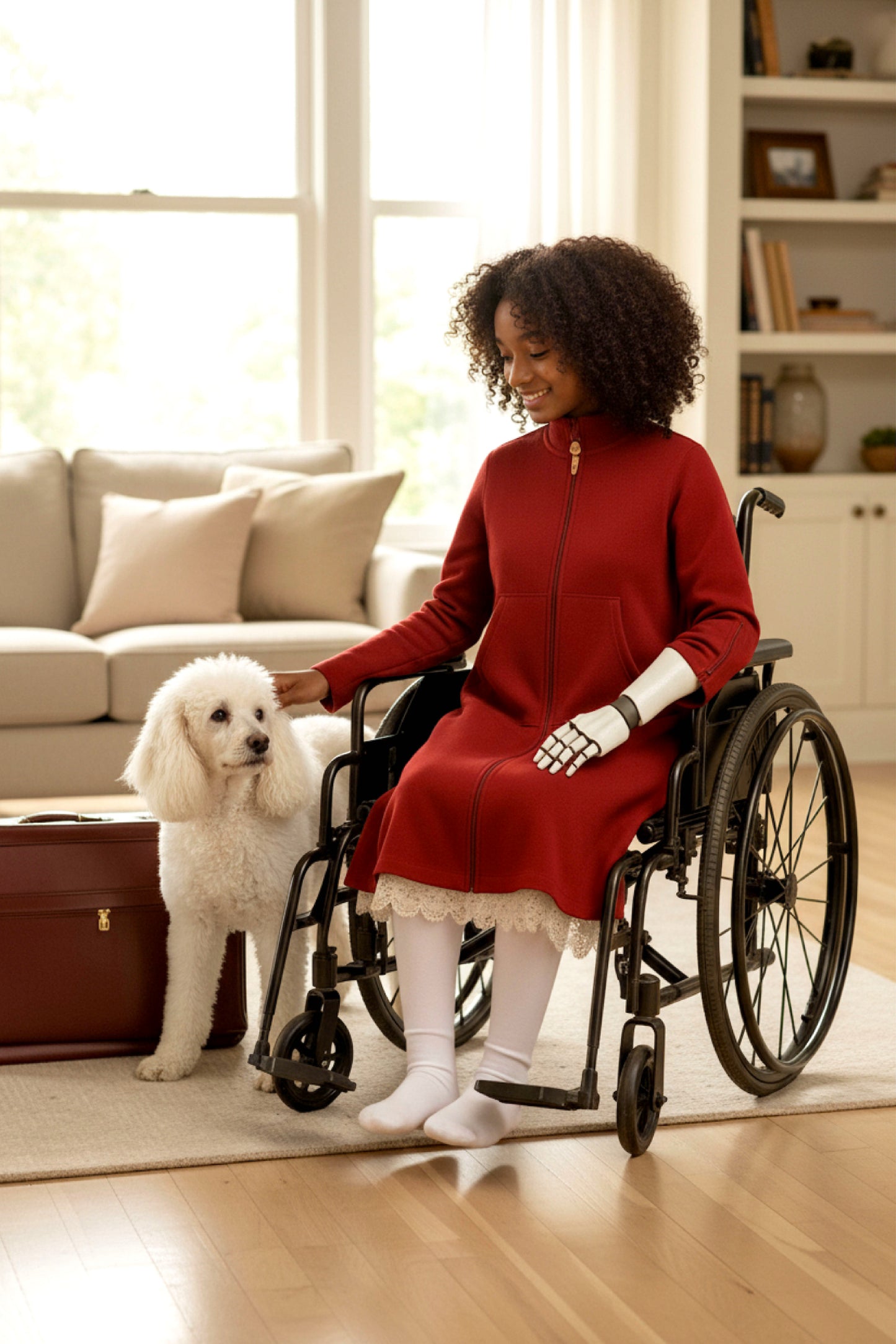 Adaptive Kids Sweatshirt Dress with Full Front Zipper and Easy-Undressing Sleeves