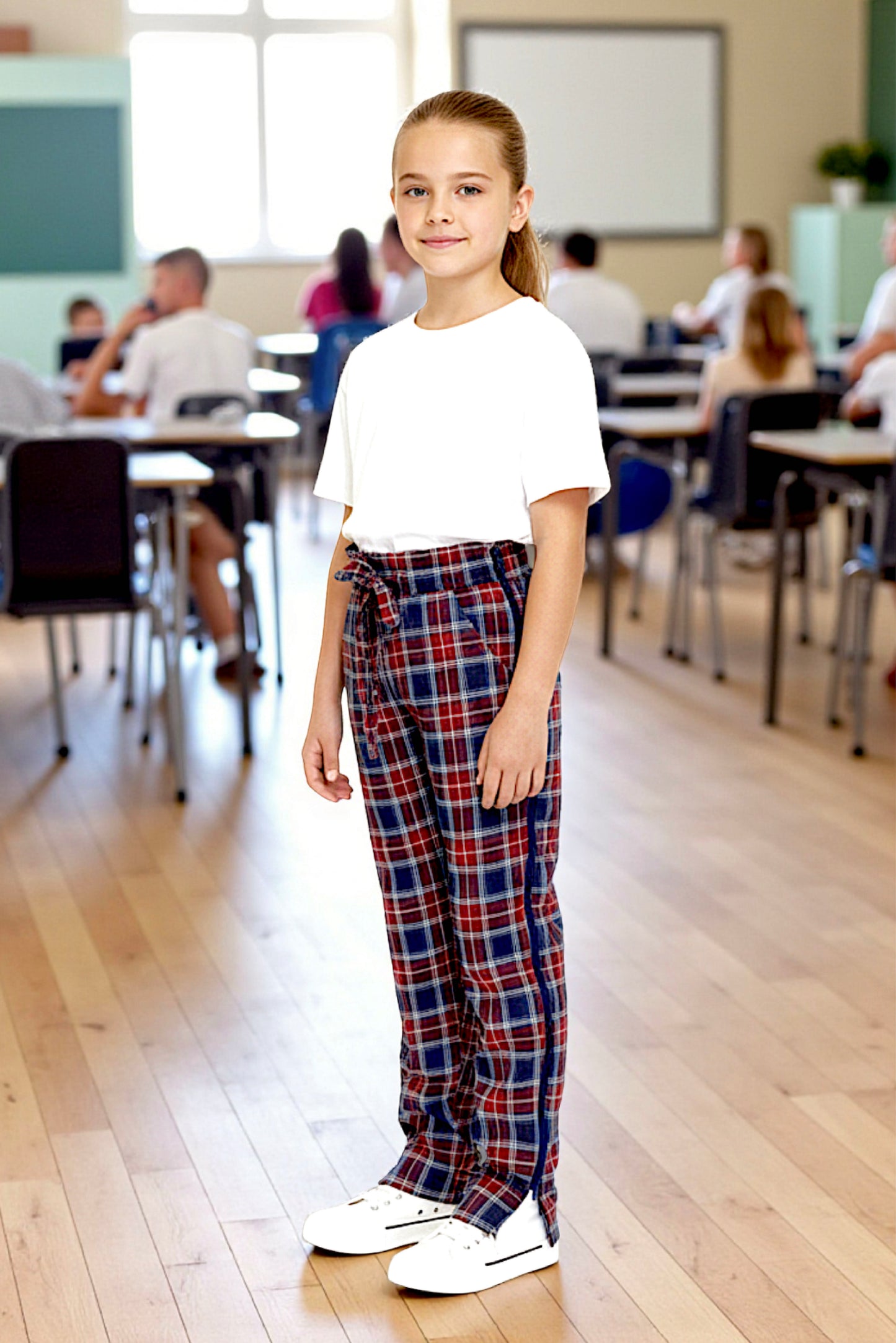 Adaptive Kids Stretch Pants: Elastic Waistband, Full Side Zipper for Easy Undressing