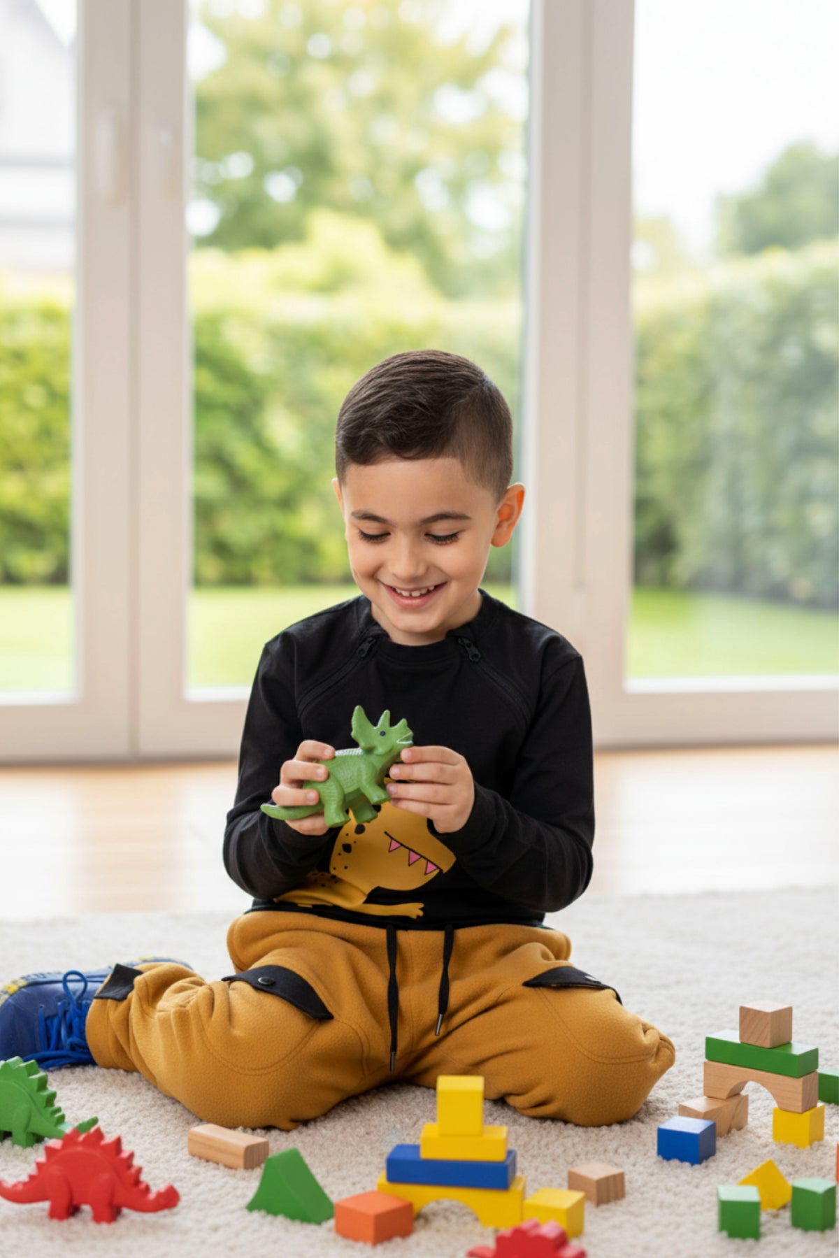 Adaptive Clothing: Dragon Print Kids’ Top with Two Front Neck Zippers