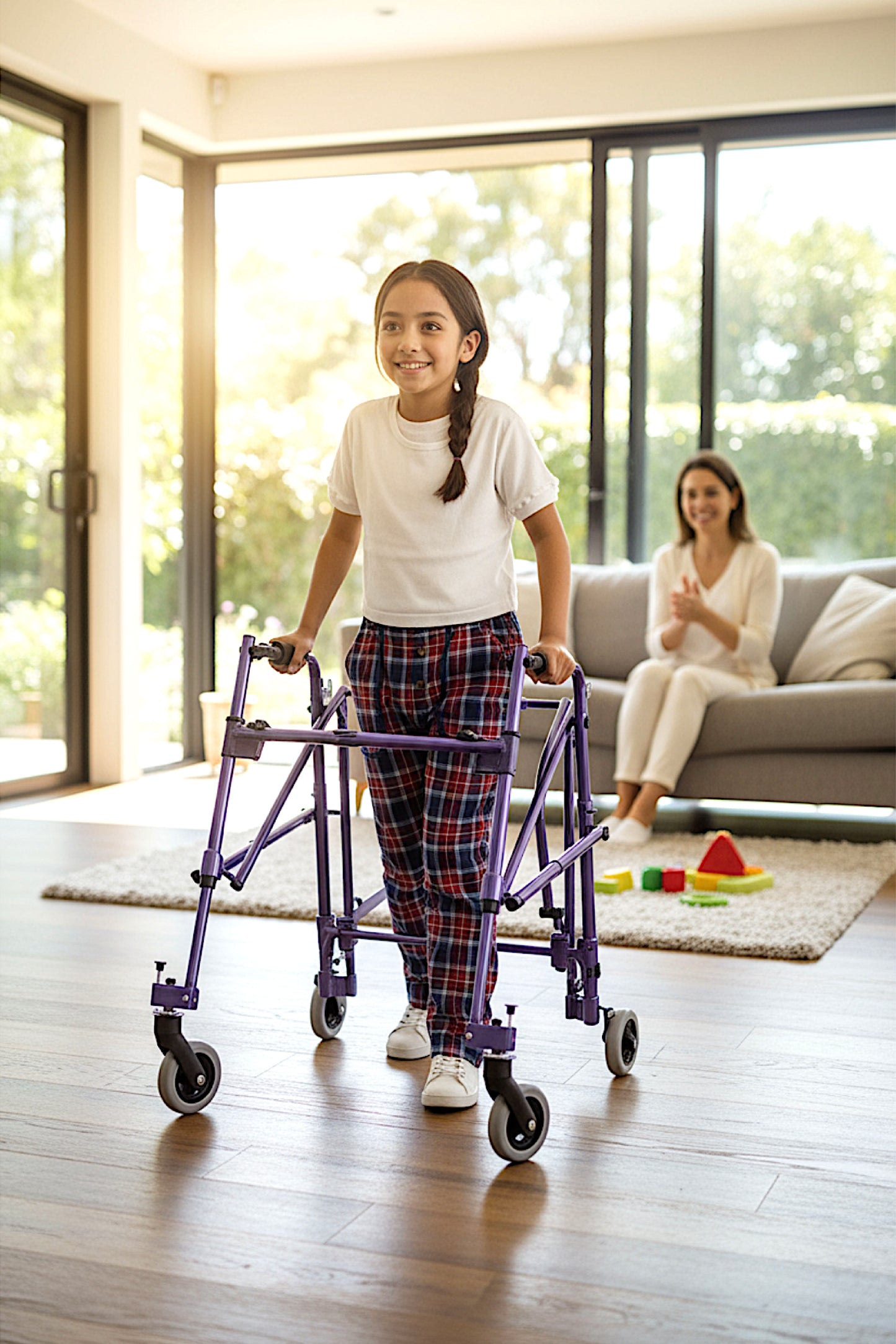 Adaptive Kids Stretch Pants: Elastic Waistband, Full Side Zipper for Easy Undressing