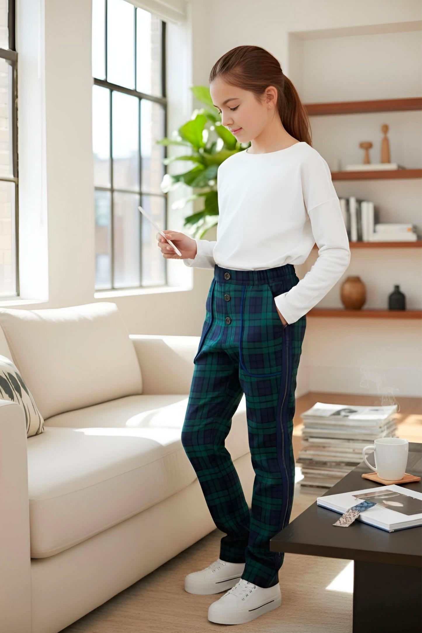 Adaptive Kids Stretch Pants: Elastic Waistband, Full Side Zipper for Easy Undressing