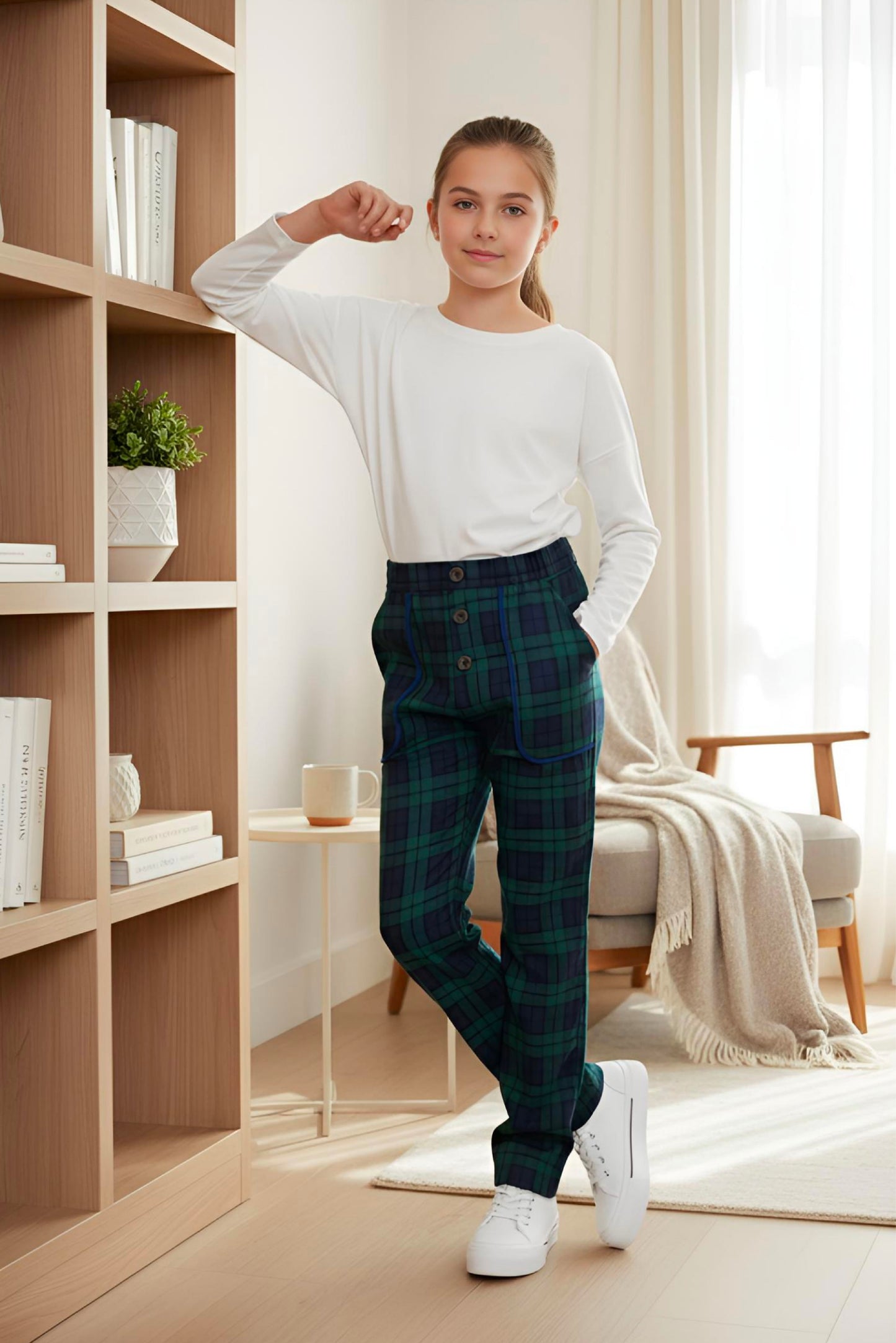 Adaptive Kids Stretch Pants: Elastic Waistband, Full Side Zipper for Easy Undressing