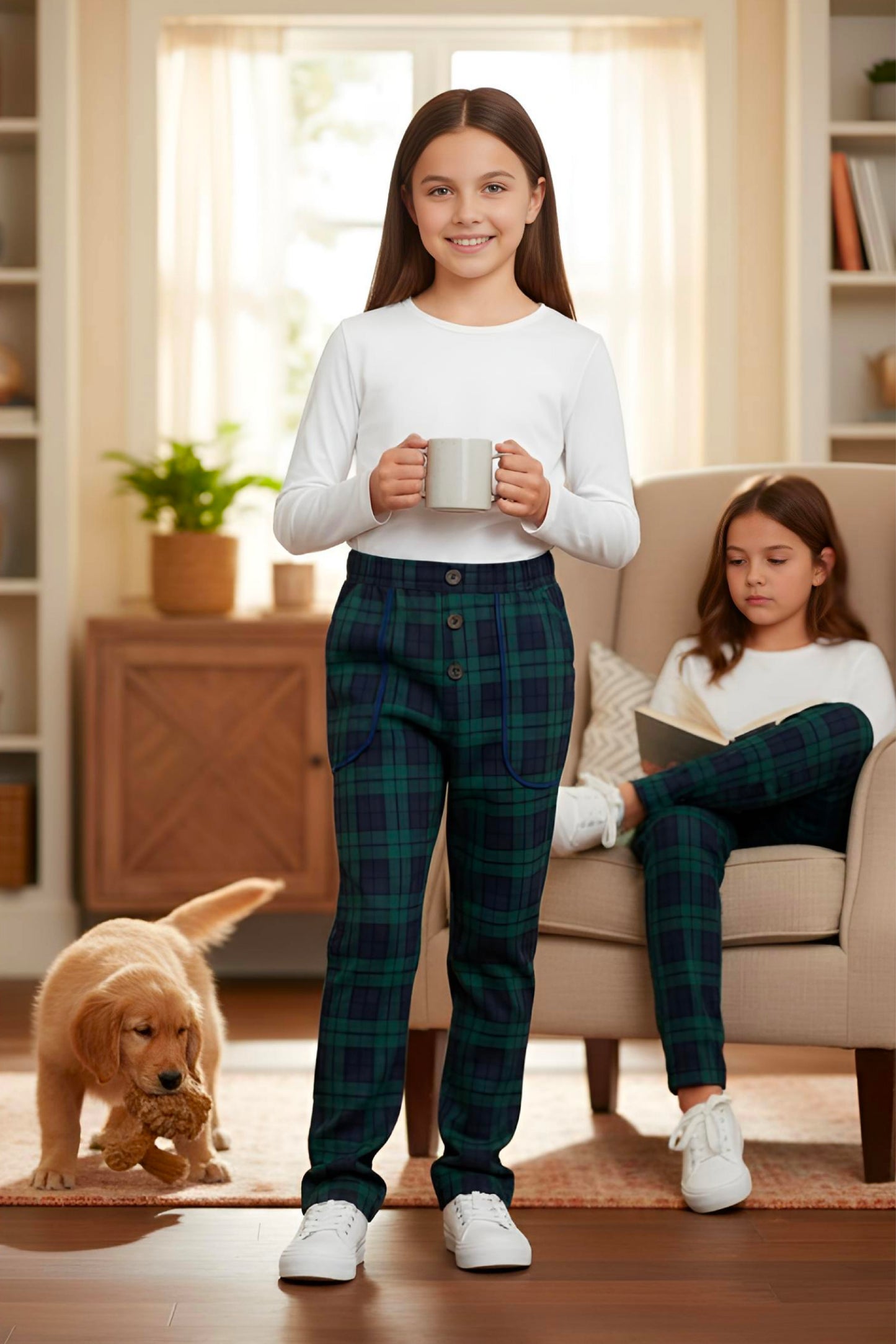 Adaptive Kids Stretch Pants: Elastic Waistband, Full Side Zipper for Easy Undressing