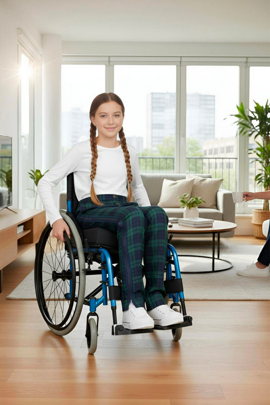 Adaptive Kids Stretch Pants: Elastic Waistband, Full Side Zipper for Easy Undressing