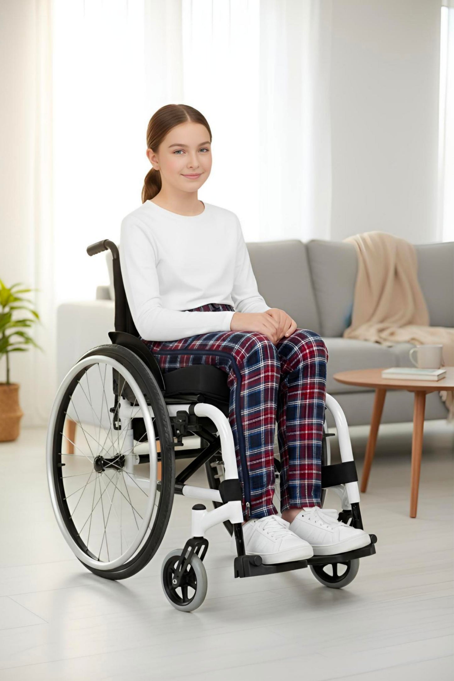 Adaptive Kids Stretch Pants: Elastic Waistband, Full Side Zipper for Easy Undressing