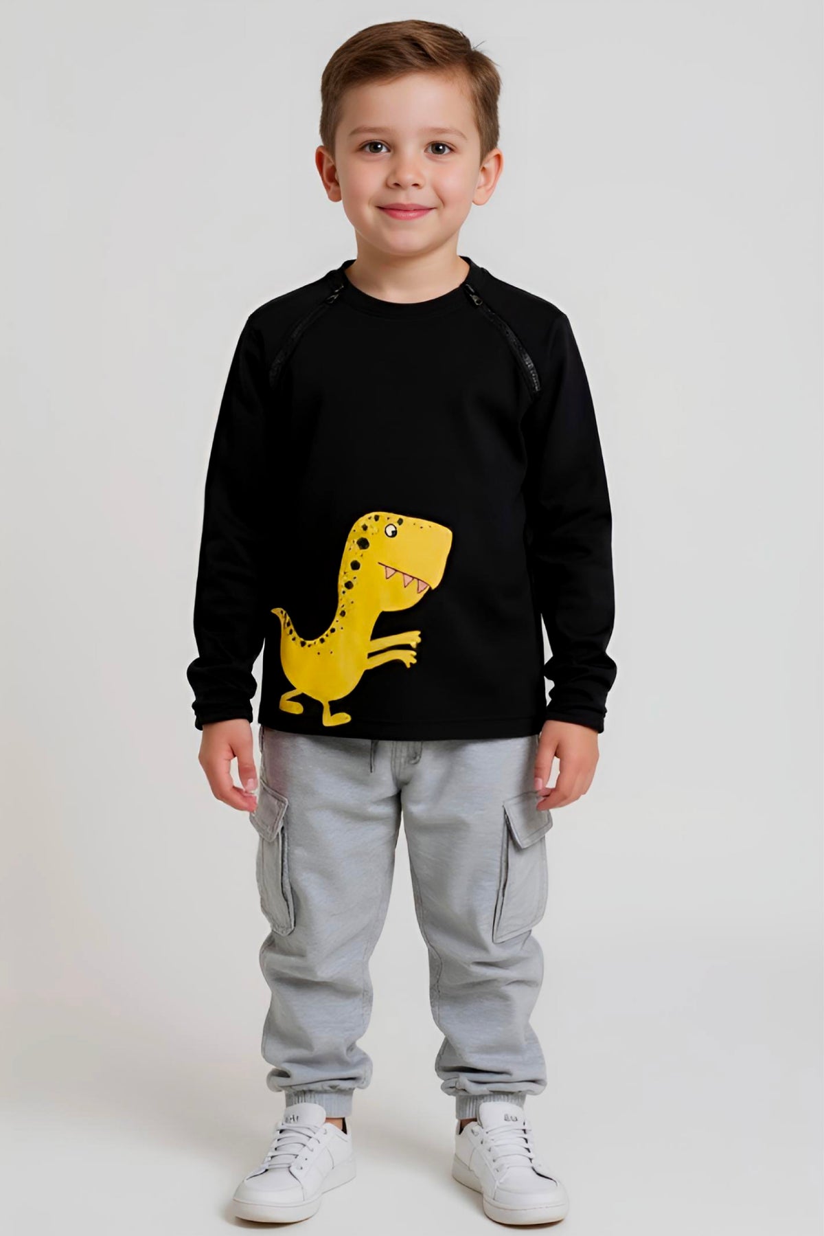 Adaptive Clothing: Dragon Print Kids’ Top with Two Front Neck Zippers