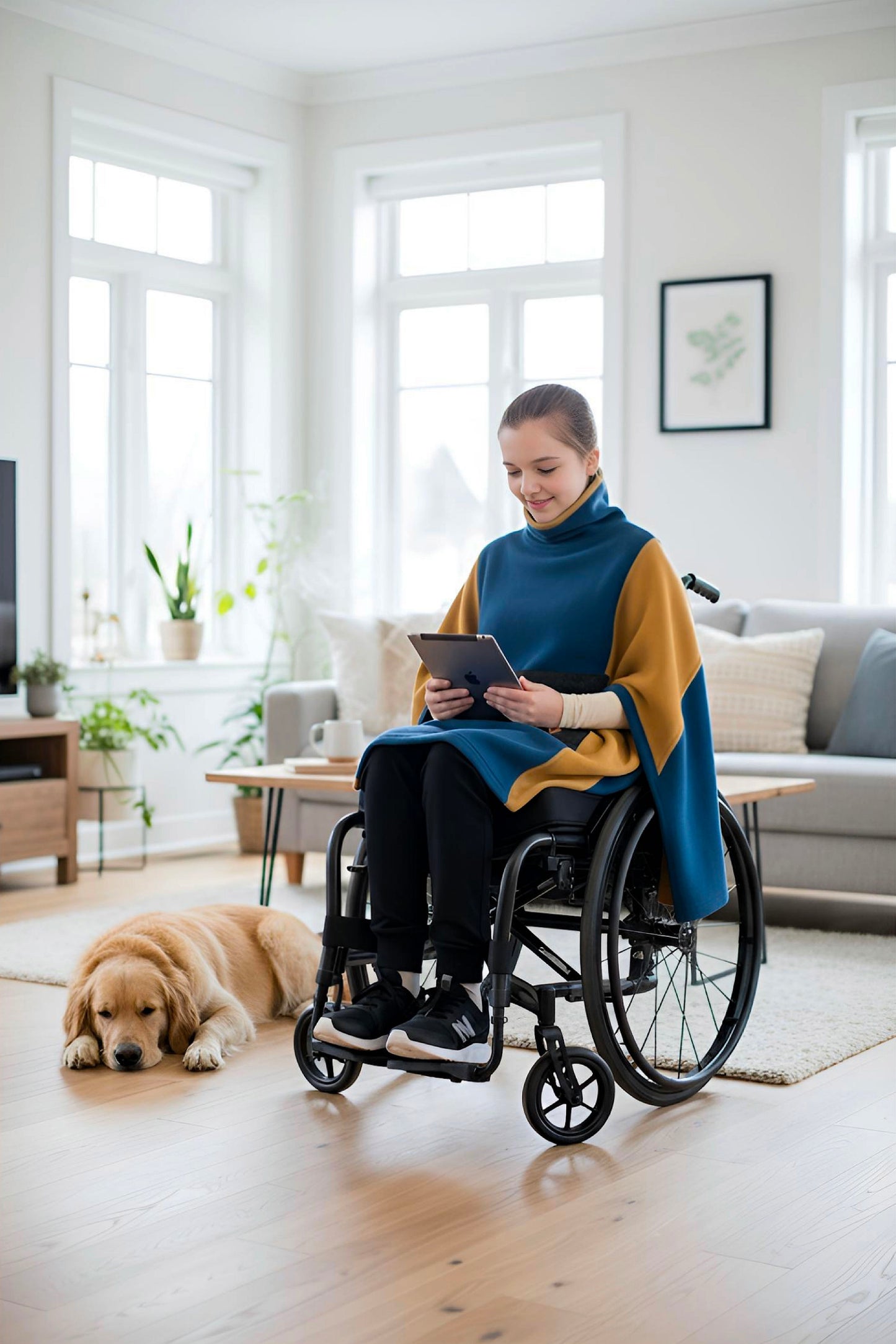 Easy-Wear Adaptive Unisex Poncho for Kids and Teens