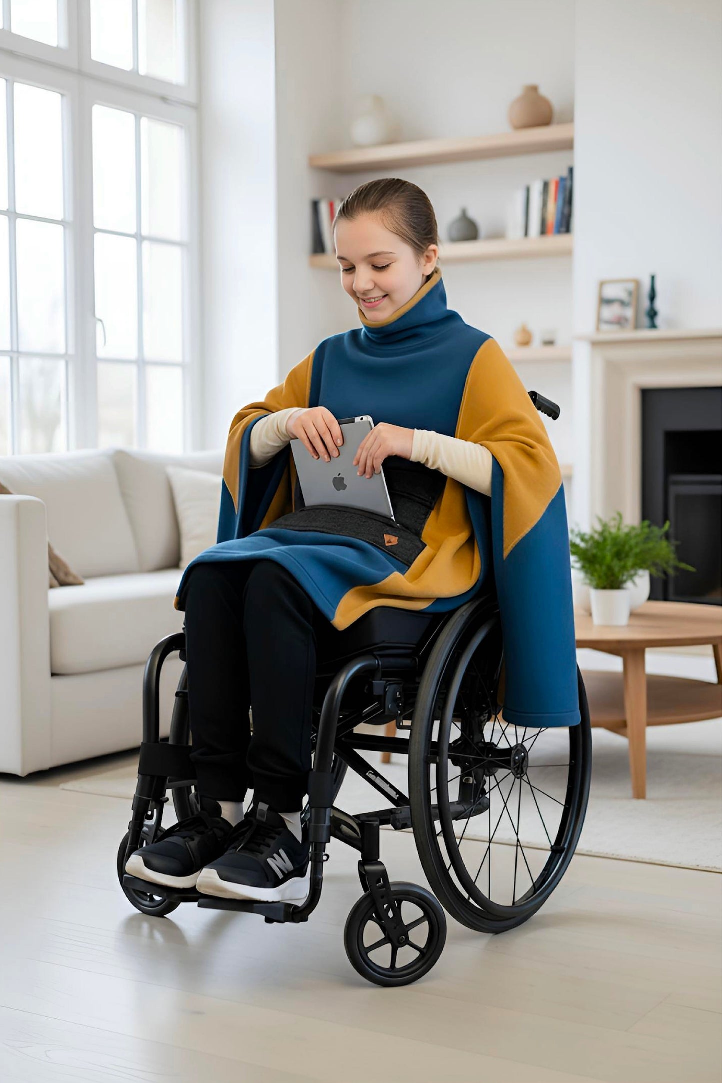 Easy-Wear Adaptive Unisex Poncho for Kids and Teens