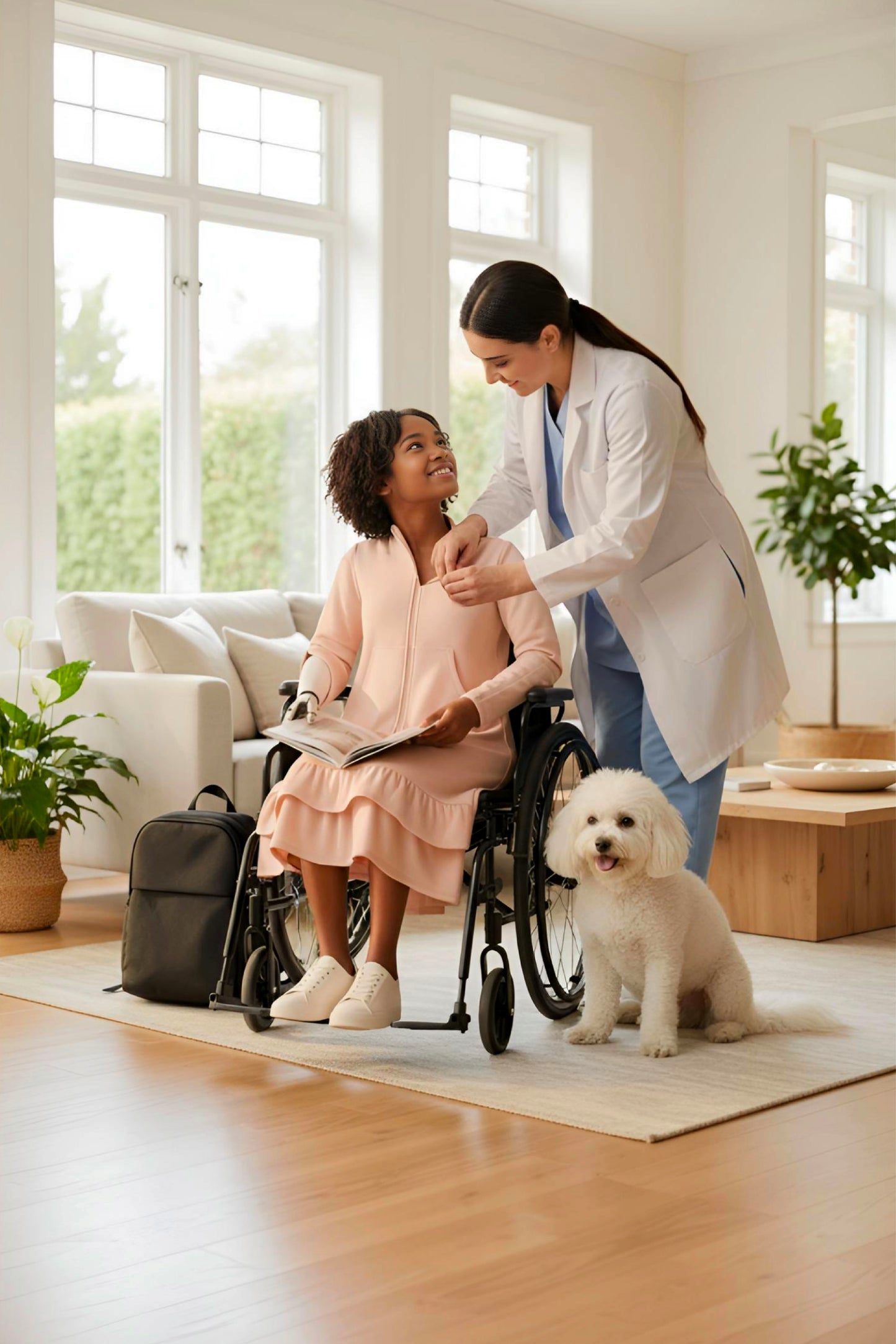 Kids Adaptive Dolman Sweatshirt Dress with Zipper & Cargo Pocket